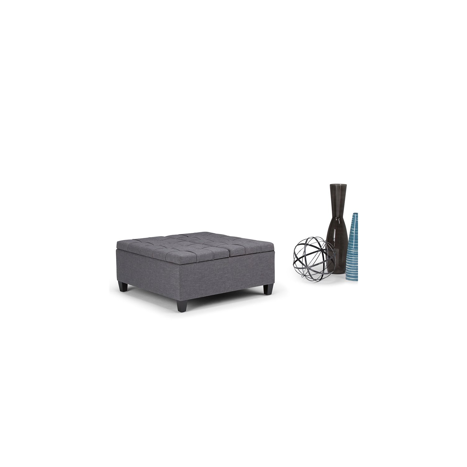 Atlin Designs Storage Coffee Table Ottoman in Slate Gray