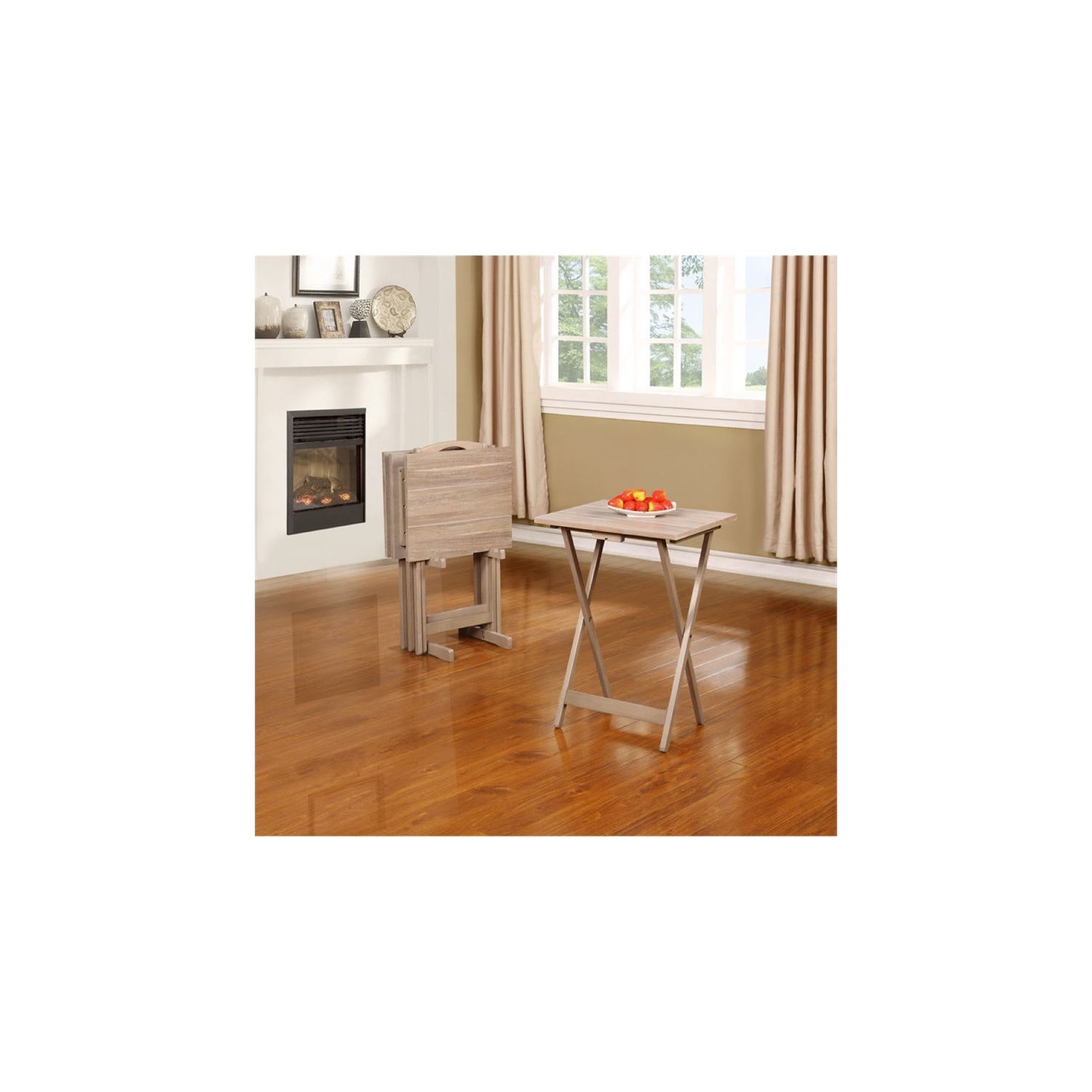 Atlin Designs 5 Piece Folding Tray Table Set in Gray Wash