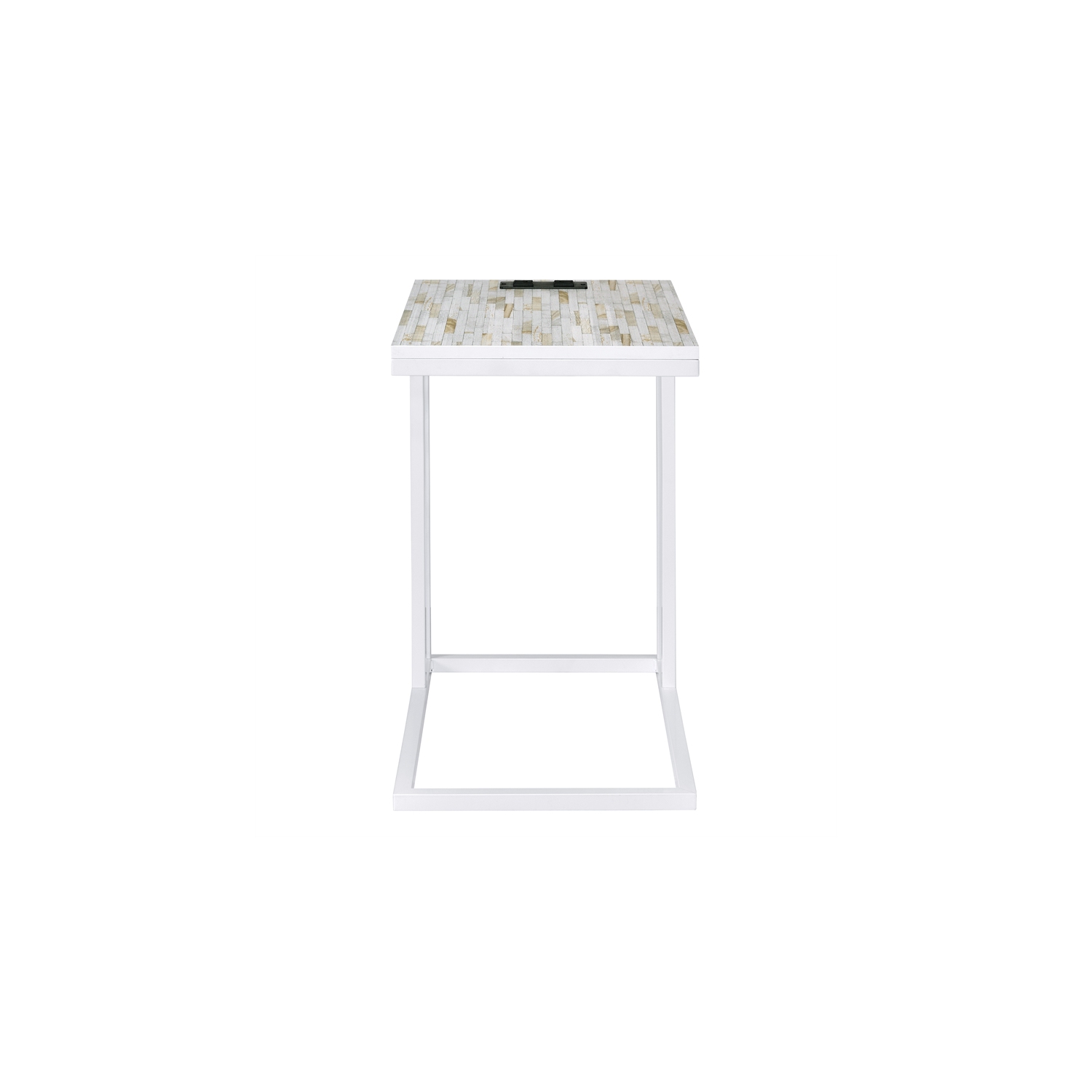 Norwich C-Table With White Mosaic Top Metal Legs with Power Port