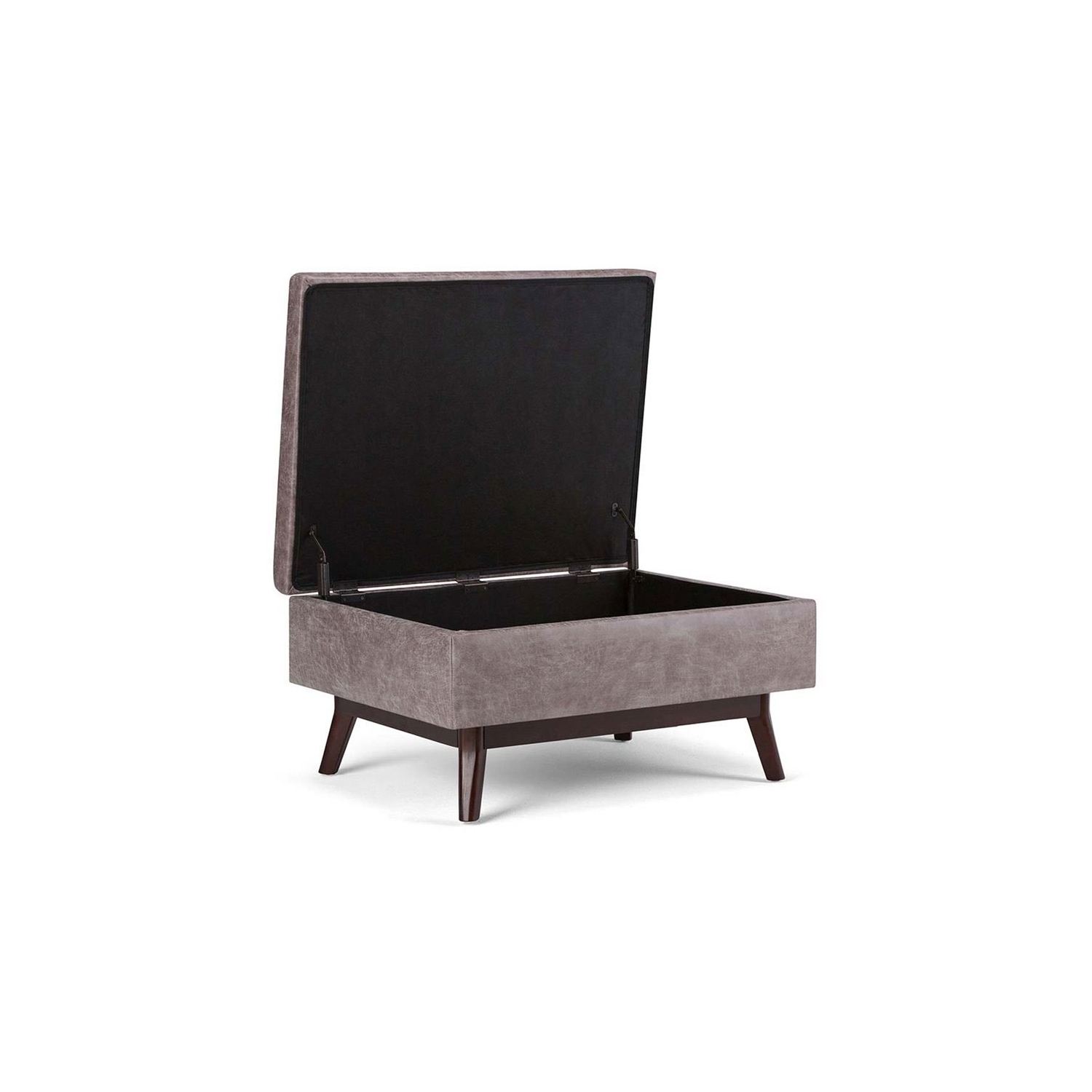 Maklaine Faux Leather Storage Coffee Table Ottoman in Taupe