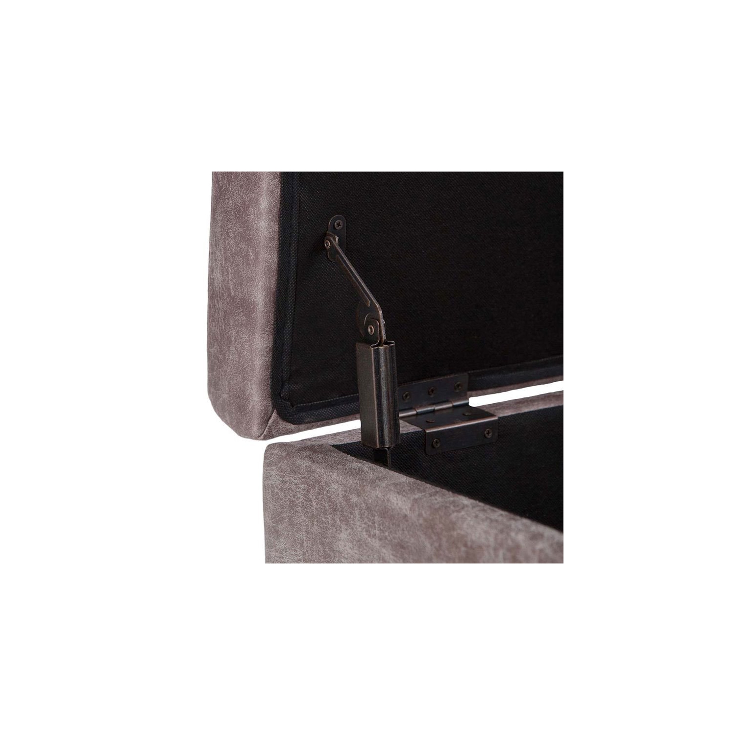 Maklaine Faux Leather Storage Coffee Table Ottoman in Taupe