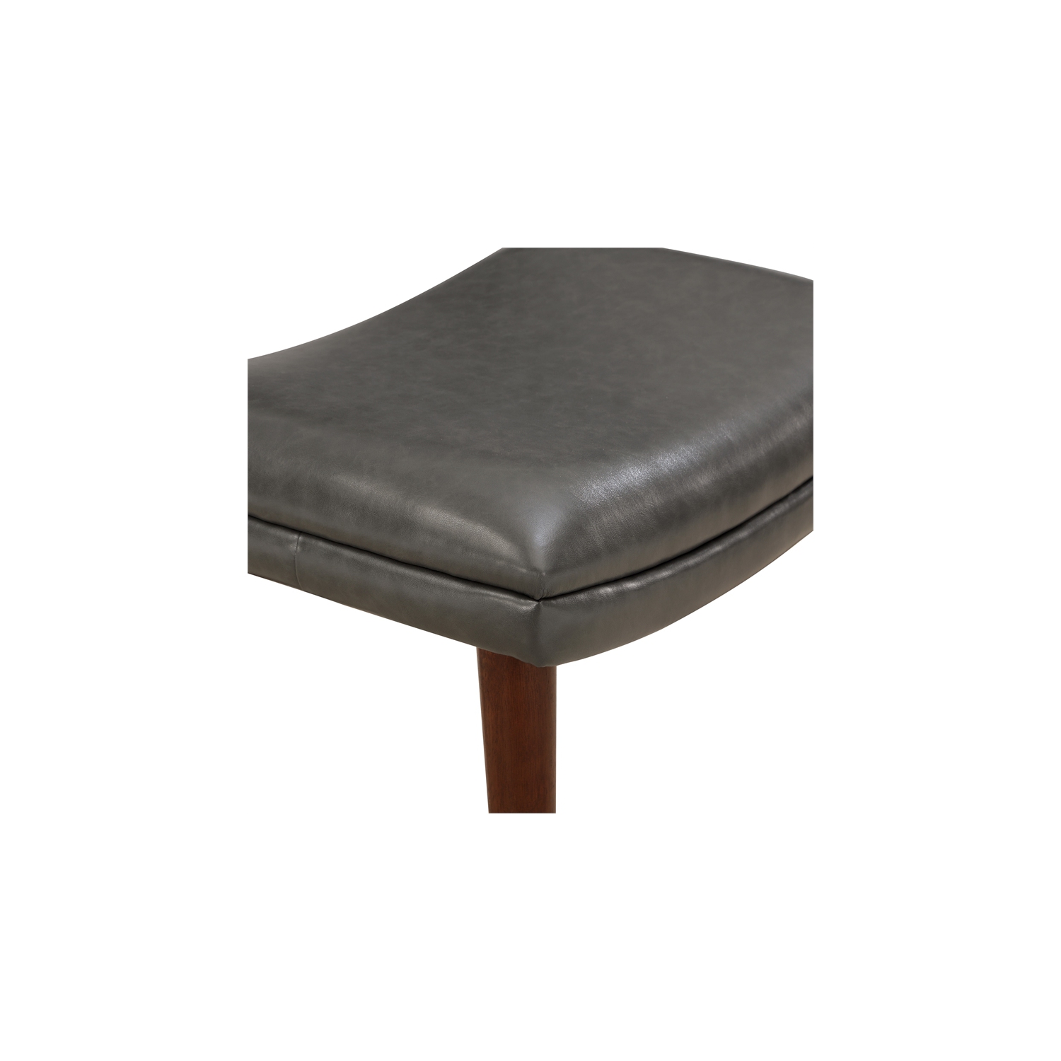 Waneta Chair and Ottoman in Pewter Gray Faux Leather with Medium Espresso Legs