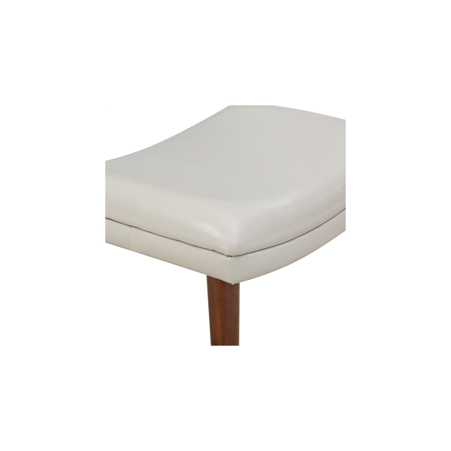 Waneta Chair and Ottoman in Cream Faux Leather with Medium Espresso Legs