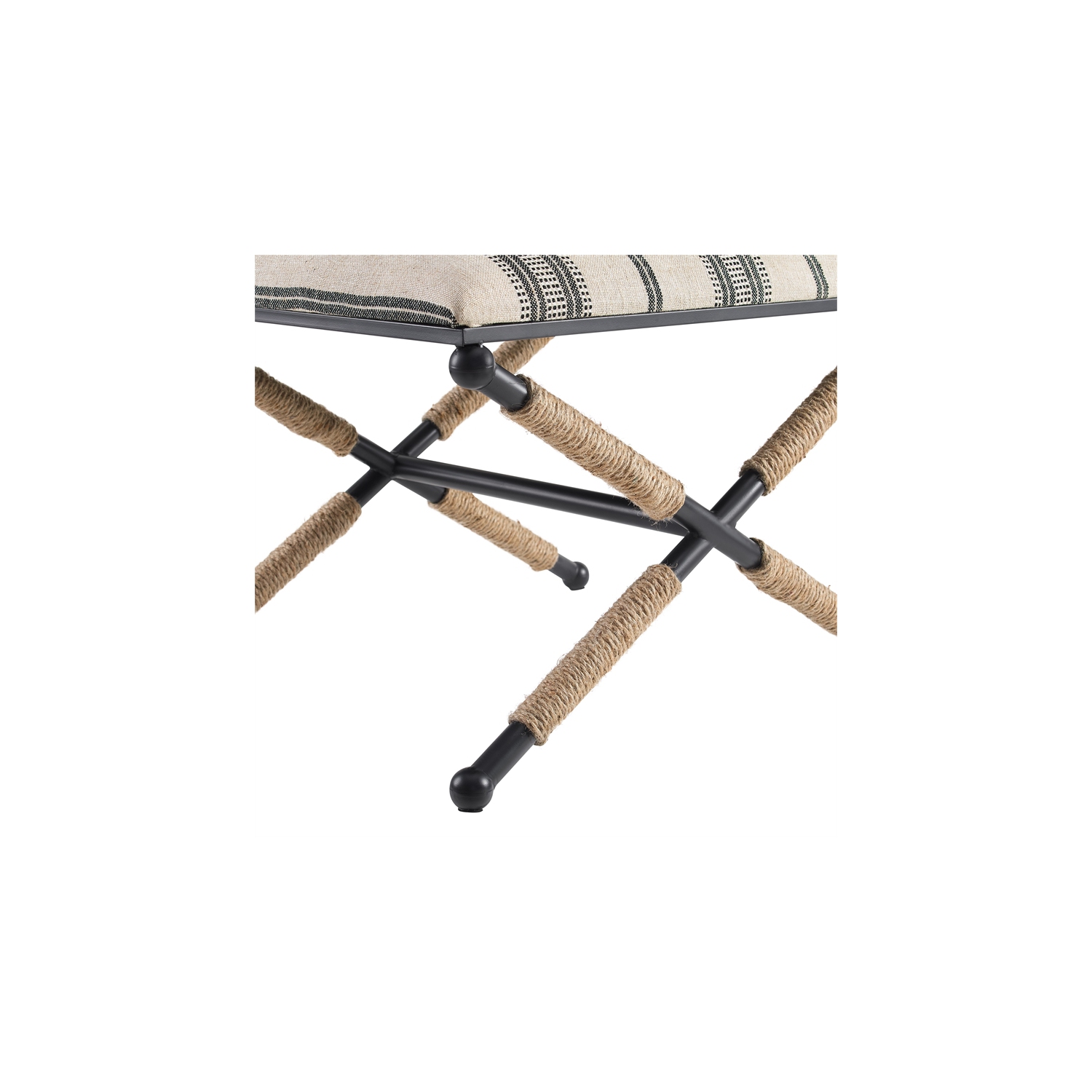 Riverbay Furniture Metal Upholstered Campaign Ottoman in Black