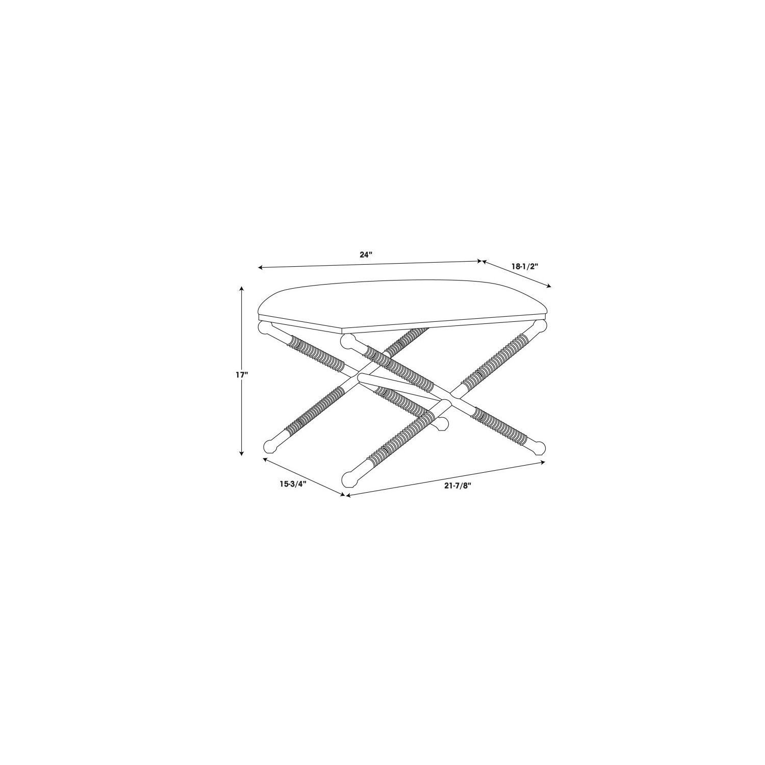 Riverbay Furniture Metal Upholstered Campaign Ottoman in Black