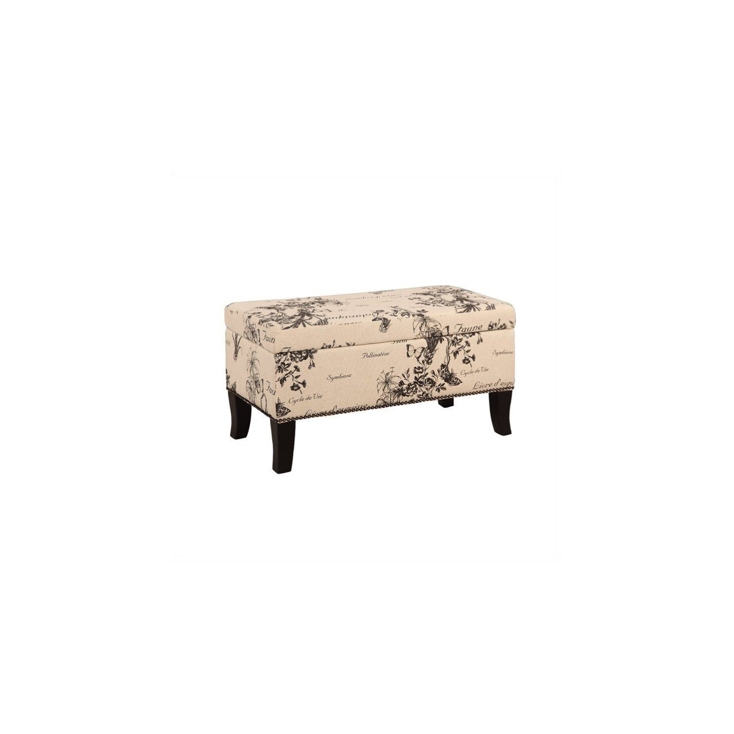 Riverbay Furniture Linen Ottoman in Botanical