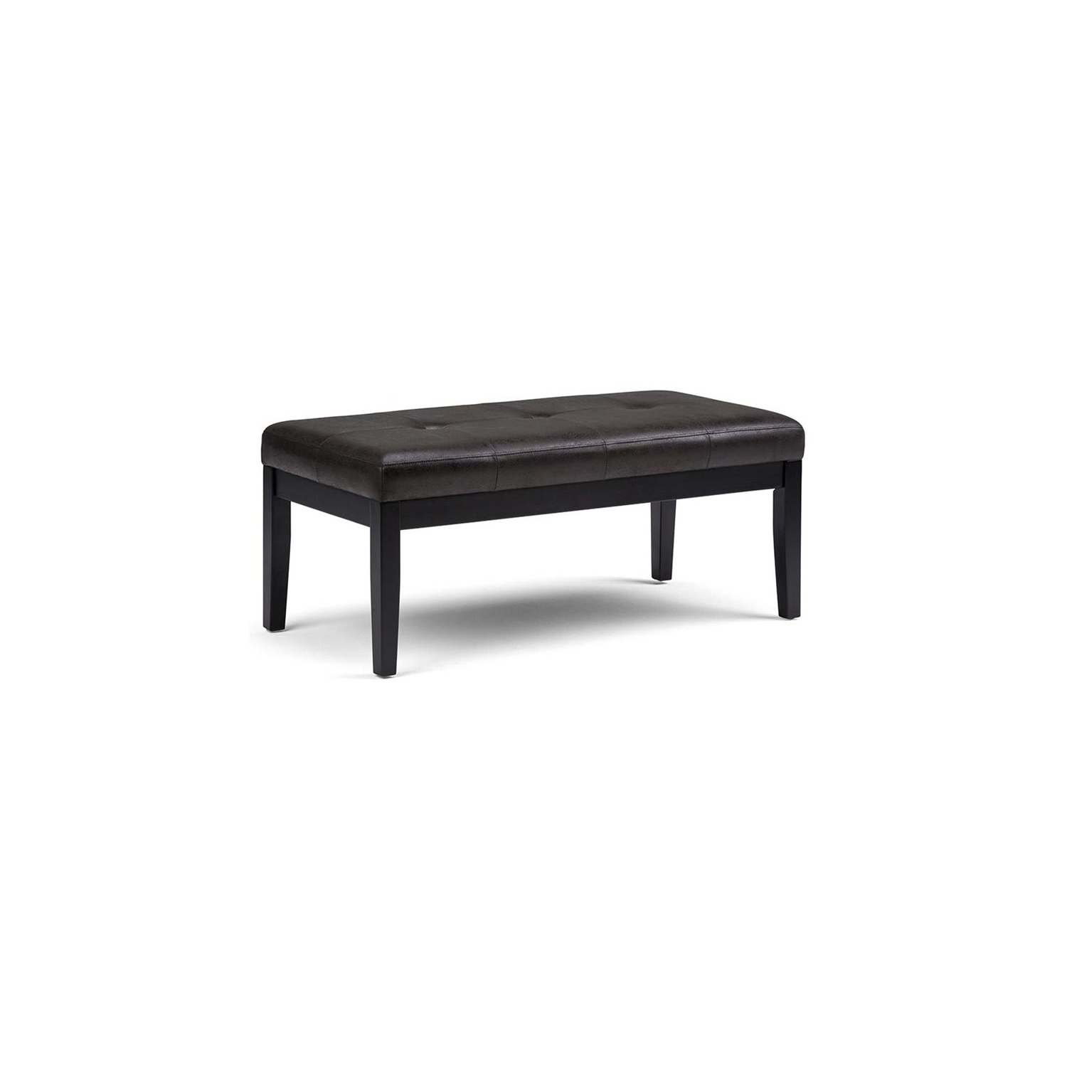 Atlin Designs Faux Leather Tufted Ottoman Bench in Black
