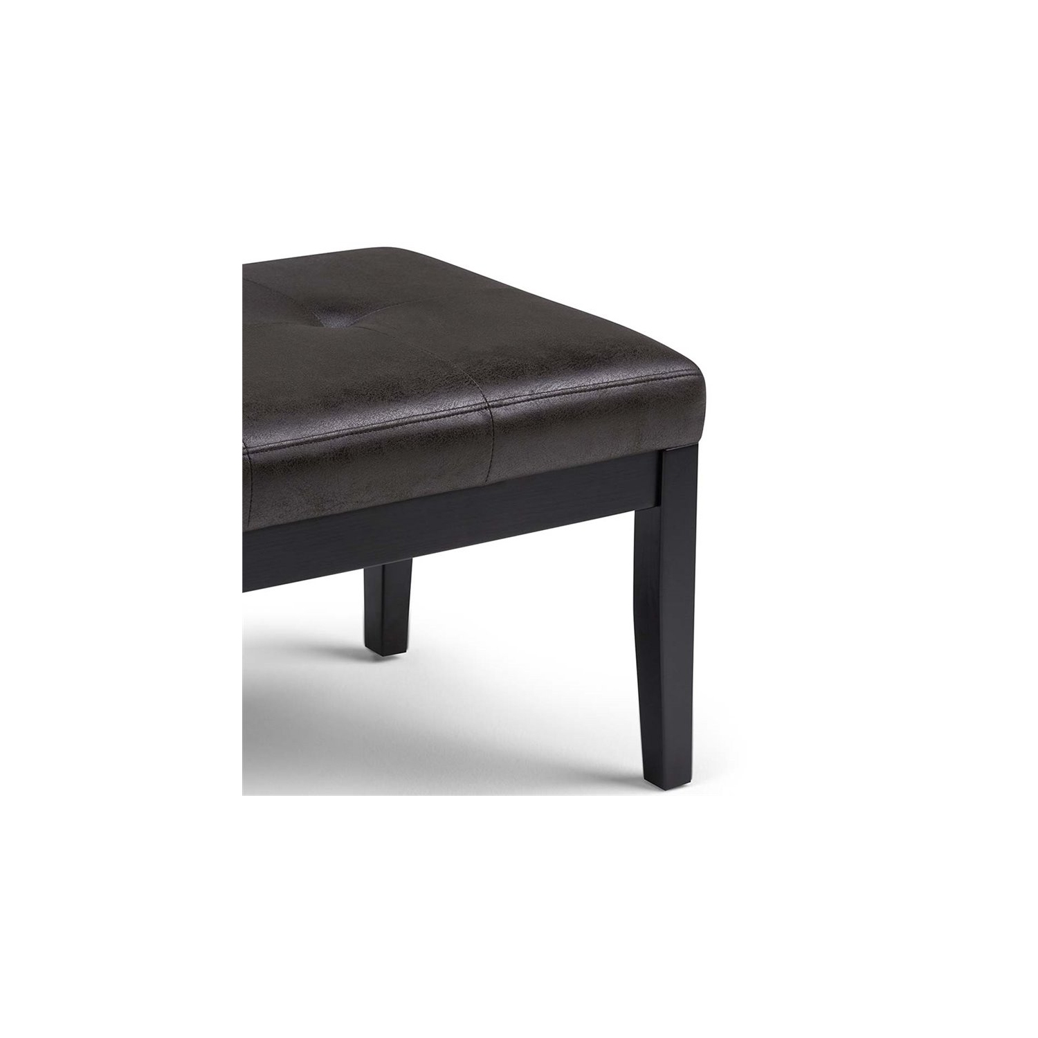 Atlin Designs Faux Leather Tufted Ottoman Bench in Black