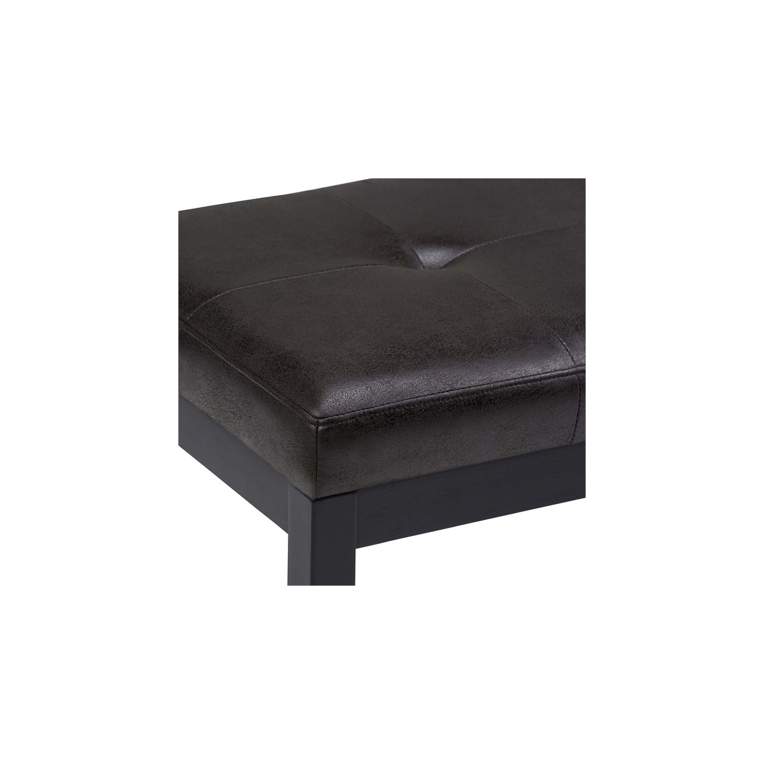 Atlin Designs Faux Leather Tufted Ottoman Bench in Black