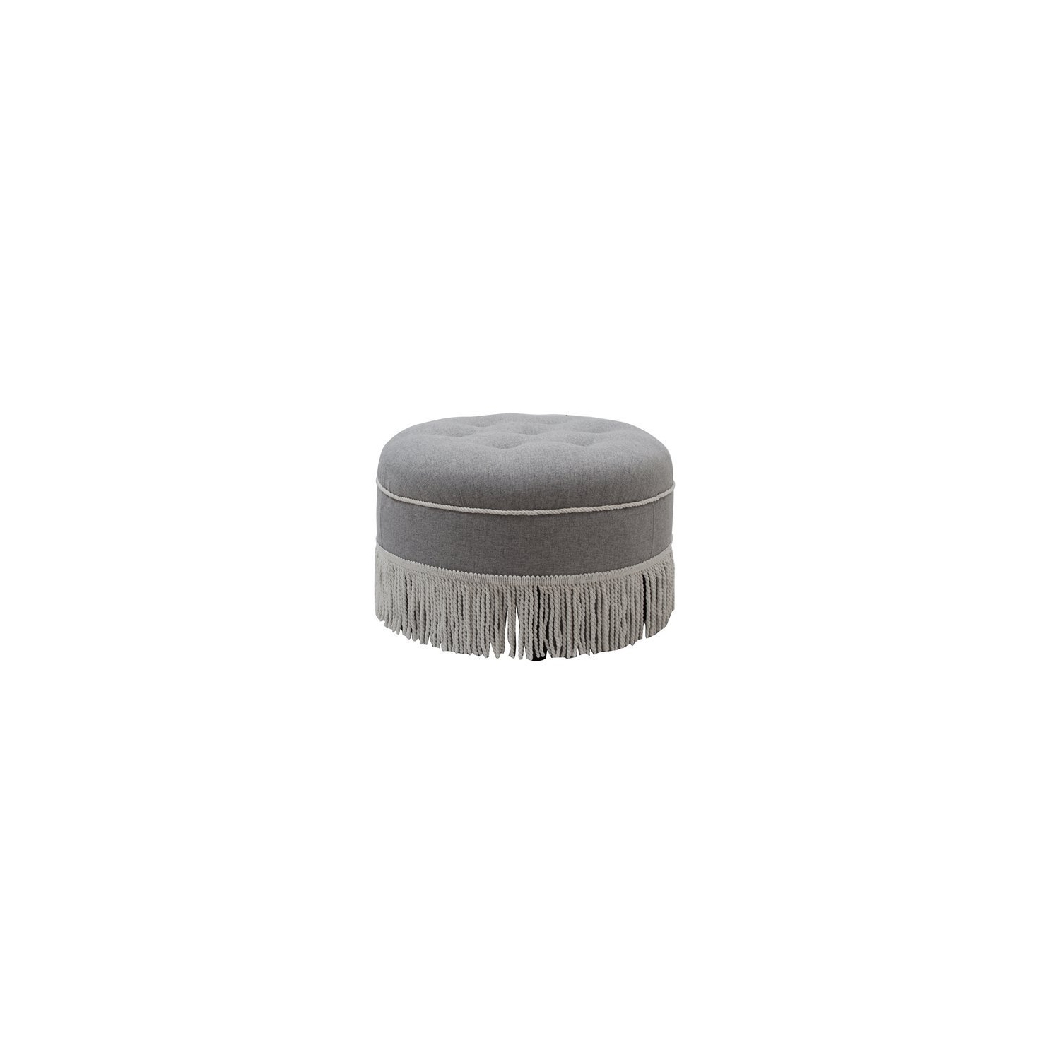 Yolanda Tufted Decorative Round Ottoman Light Grey