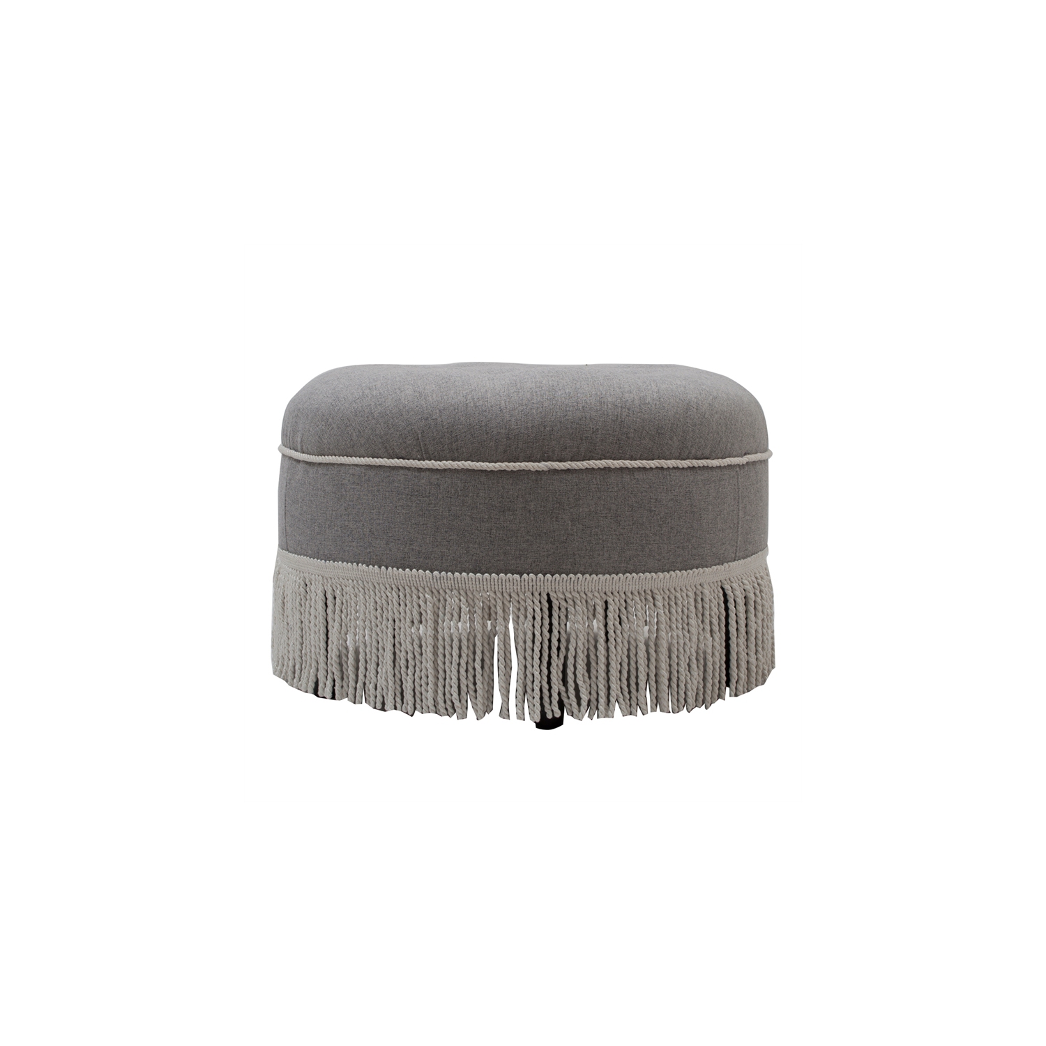 Yolanda Tufted Decorative Round Ottoman Light Grey