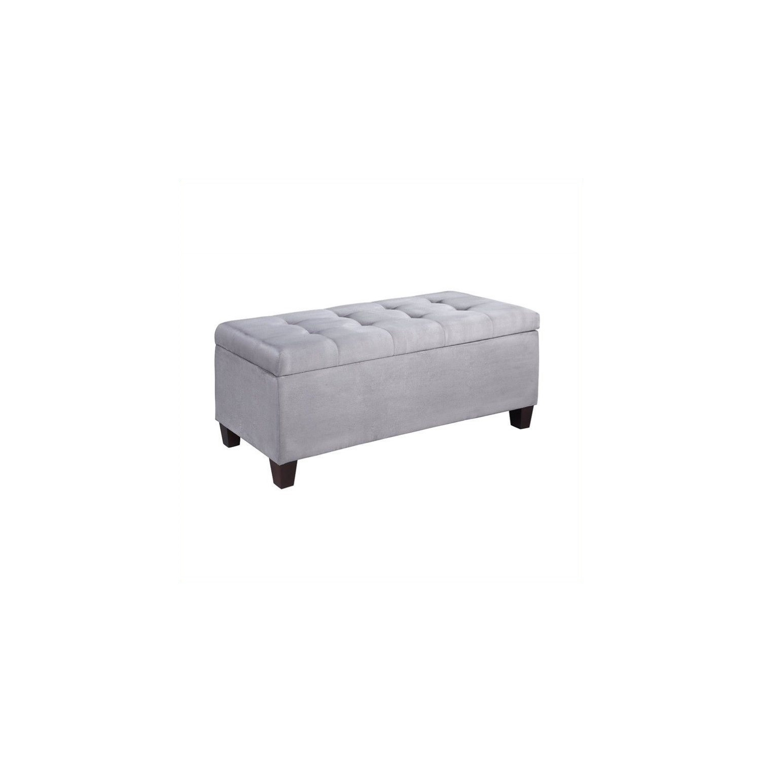 Natural Greige Tufted Storage Ottoman in Gray