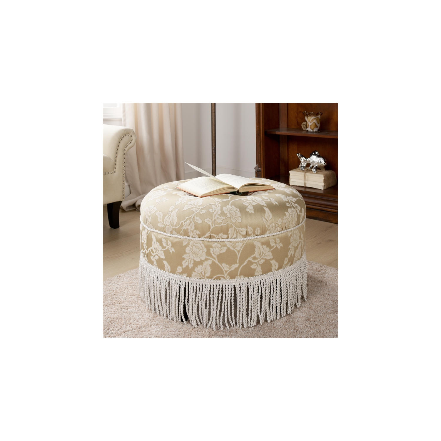 Yolanda Tufted Decorative Round Ottoman Neutral