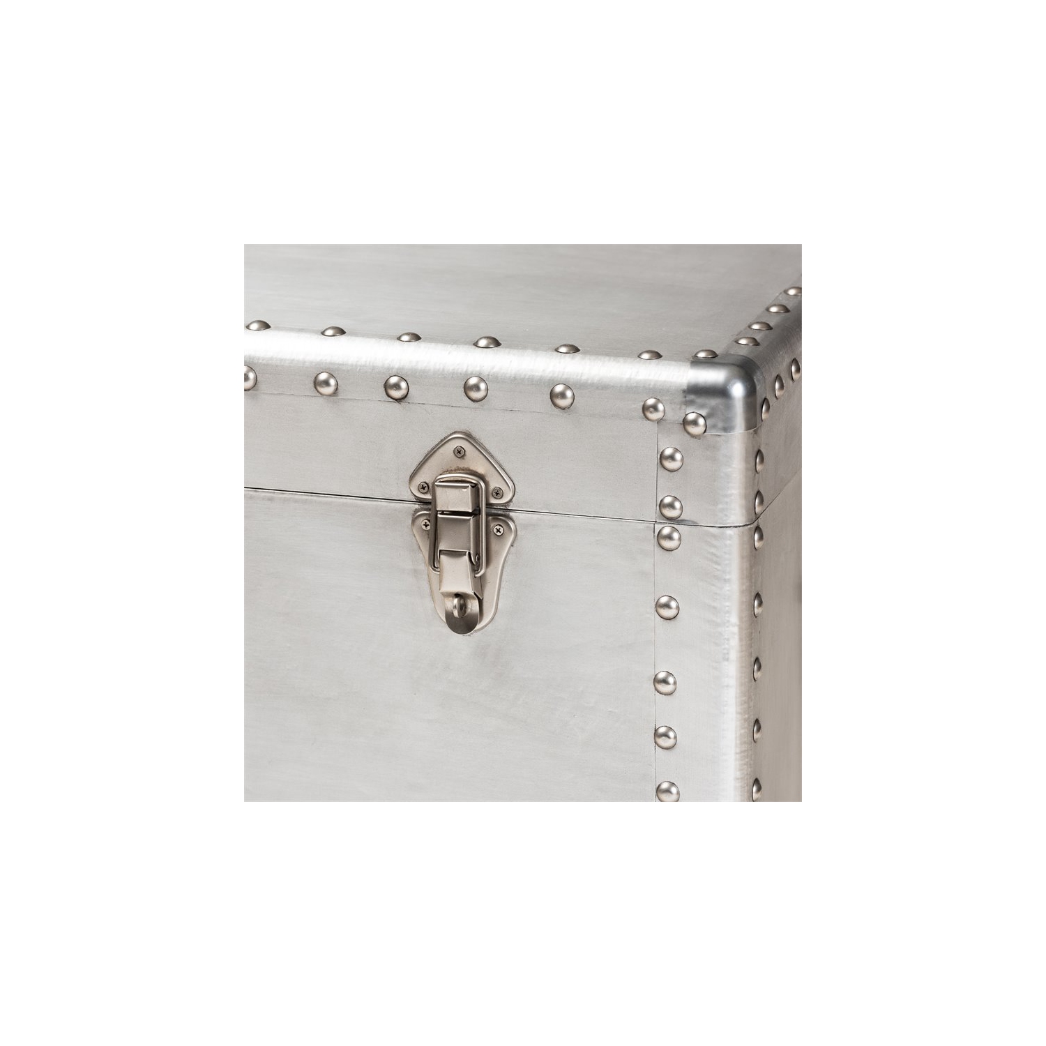 Baxton Studio Serge Silver Metal 3-Drawer Accent Storage Chest