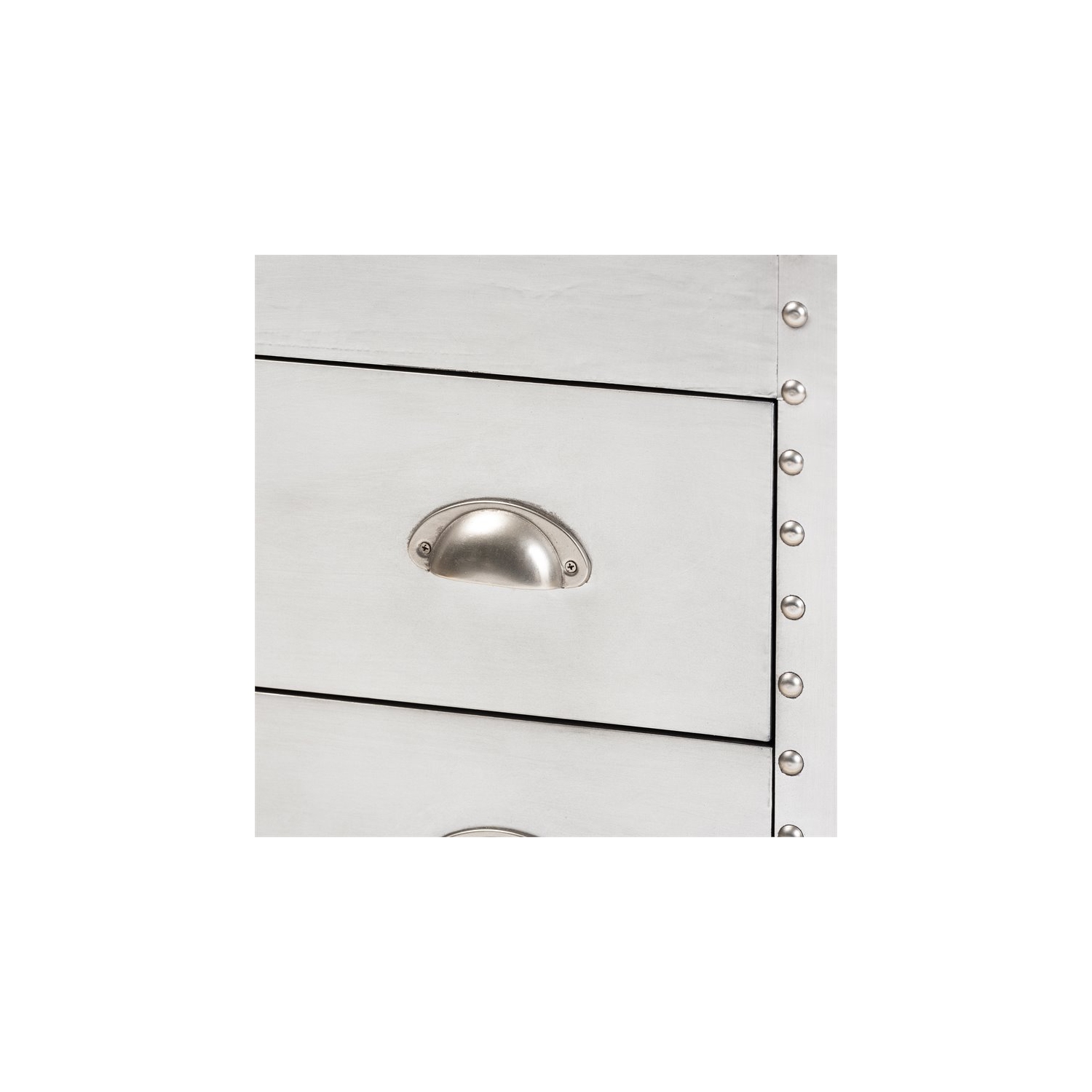 Baxton Studio Serge Silver Metal 3-Drawer Accent Storage Chest