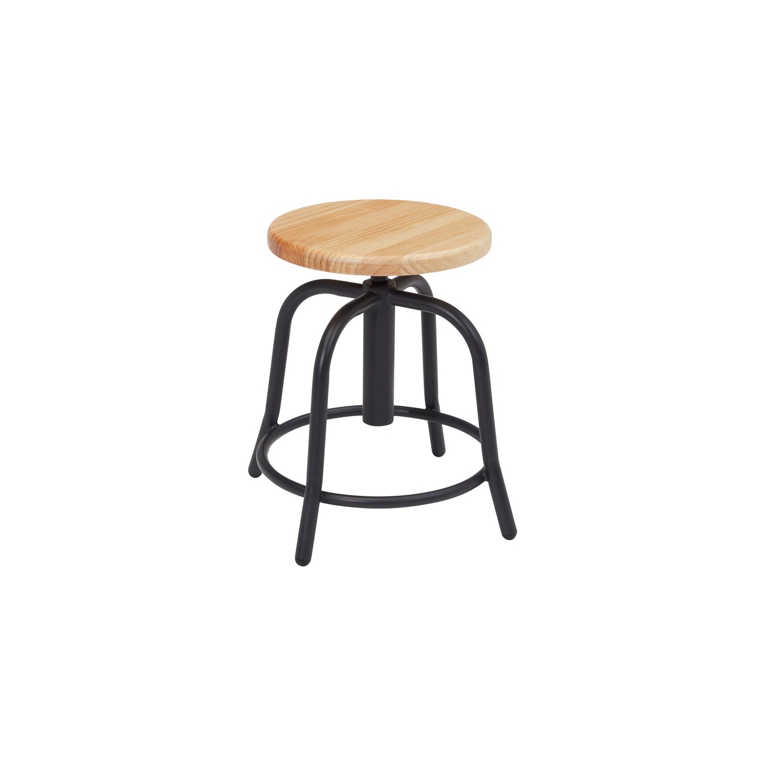 NPS 6800 Series 19-25" Height Adjustable Swivel Wood Stool in Black/Oak