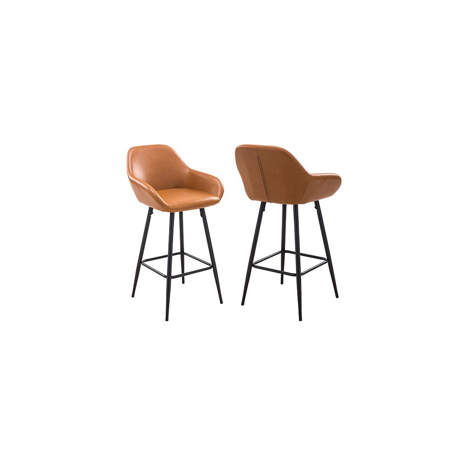 Plata Import Withrow Alexei 26" Faux Leather Counter Stools in Tan