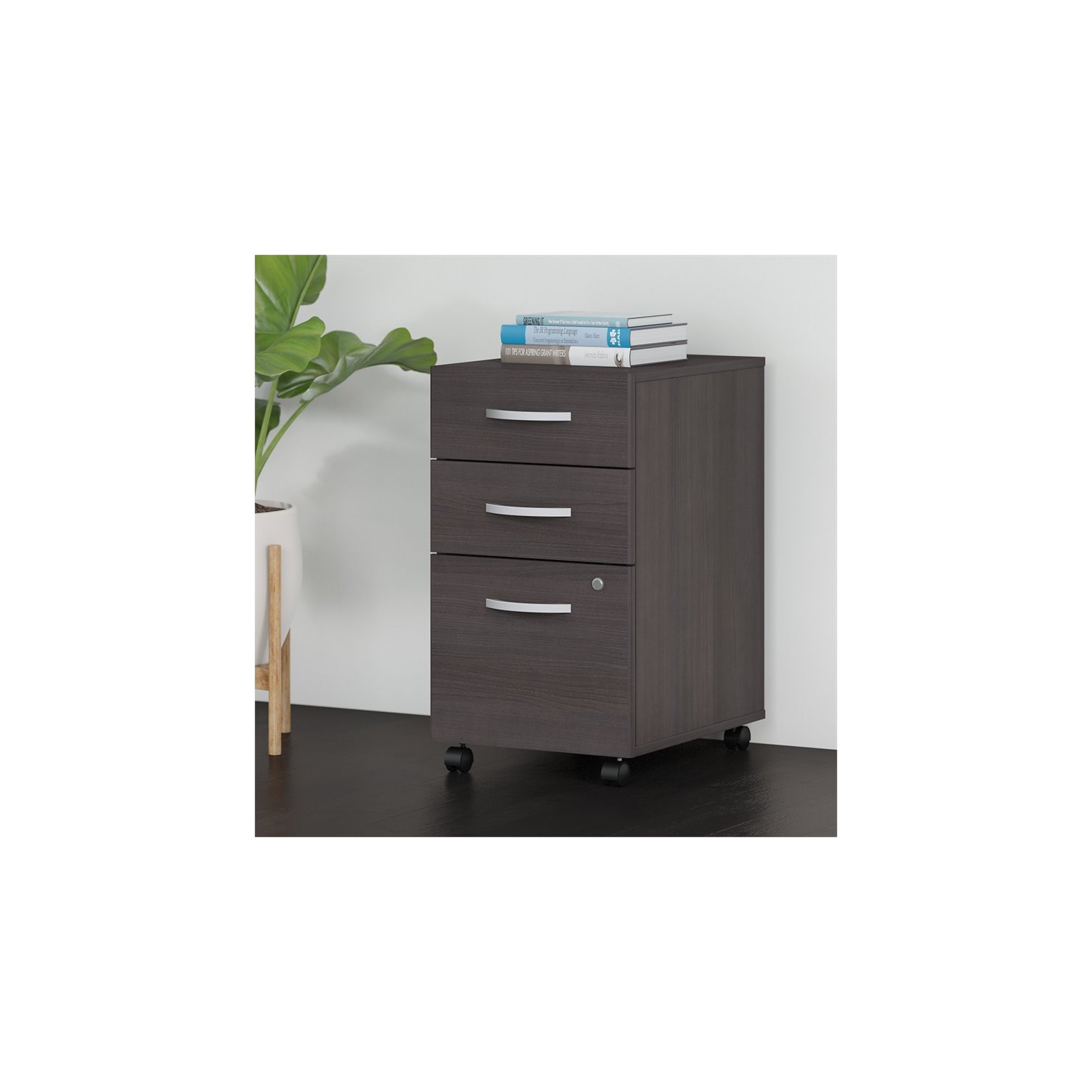 Scranton & Co 3 Drawer Mobile File Cabinet in Storm Gray