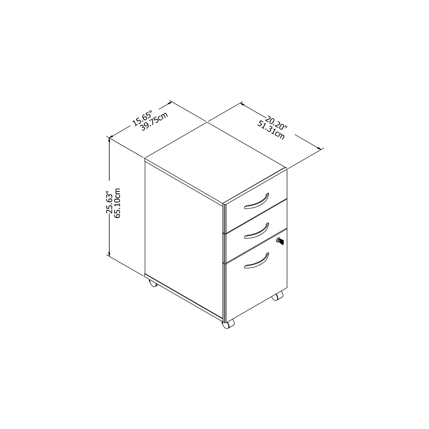 Scranton & Co 3 Drawer Mobile File Cabinet in Storm Gray