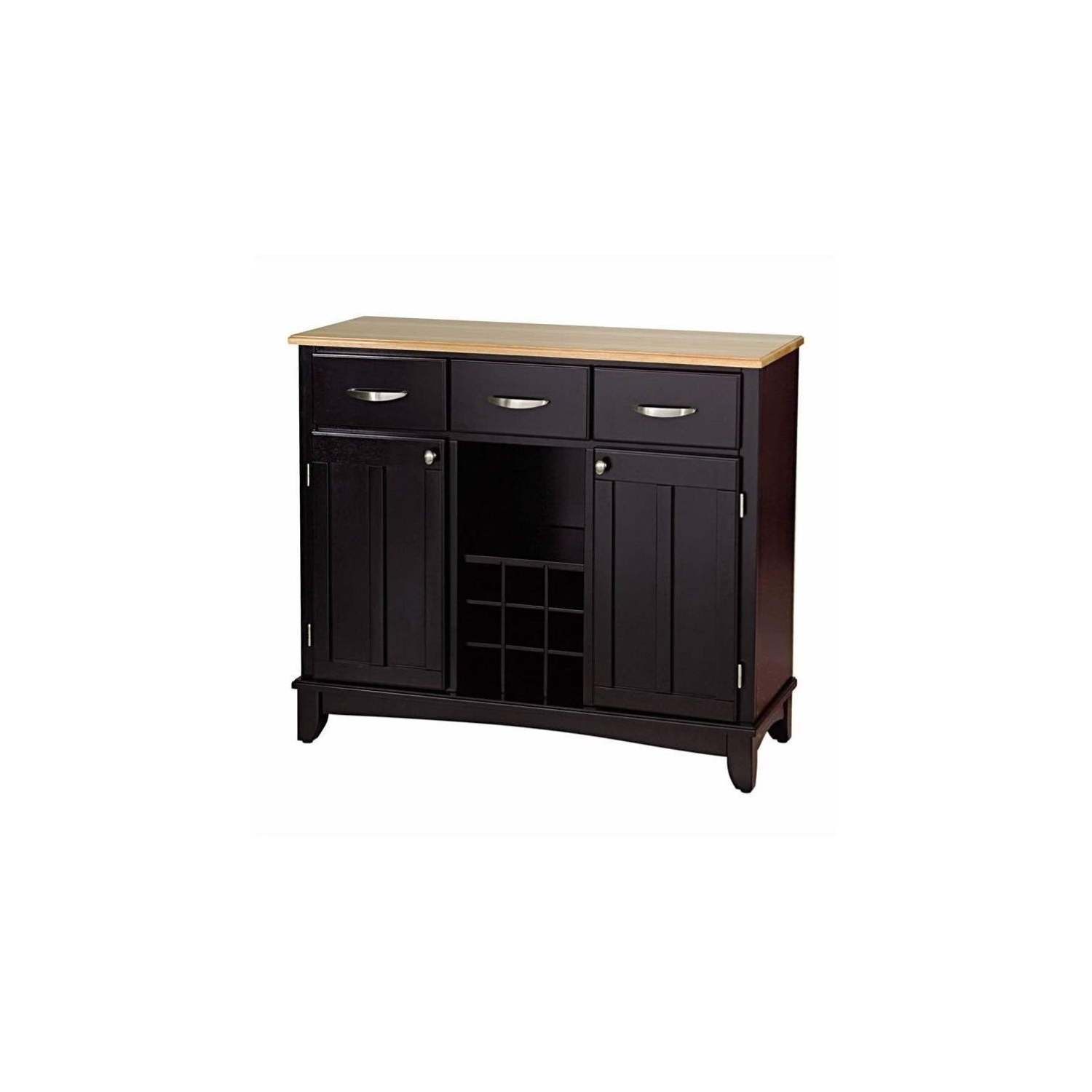 Hawthorne Collections Wood Top Wine Rack Buffet in Black