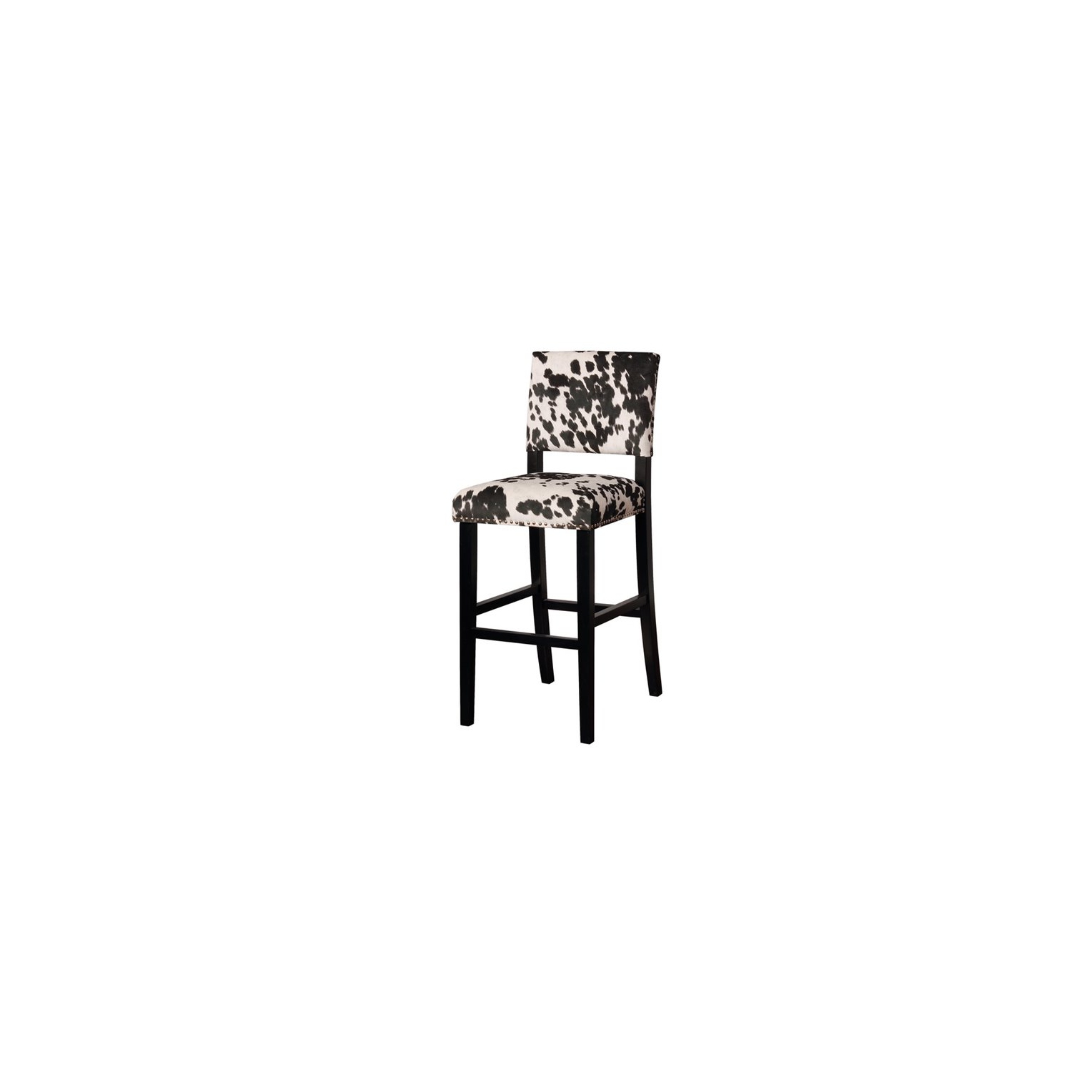 Riverbay Furniture 30" Transitional Wood/Fabric Cow Print Bar Stool in Black
