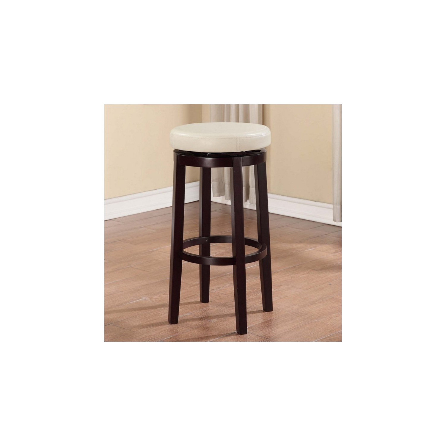 Riverbay Furniture 29" Faux Leather Swivel Bar Stool in Rice