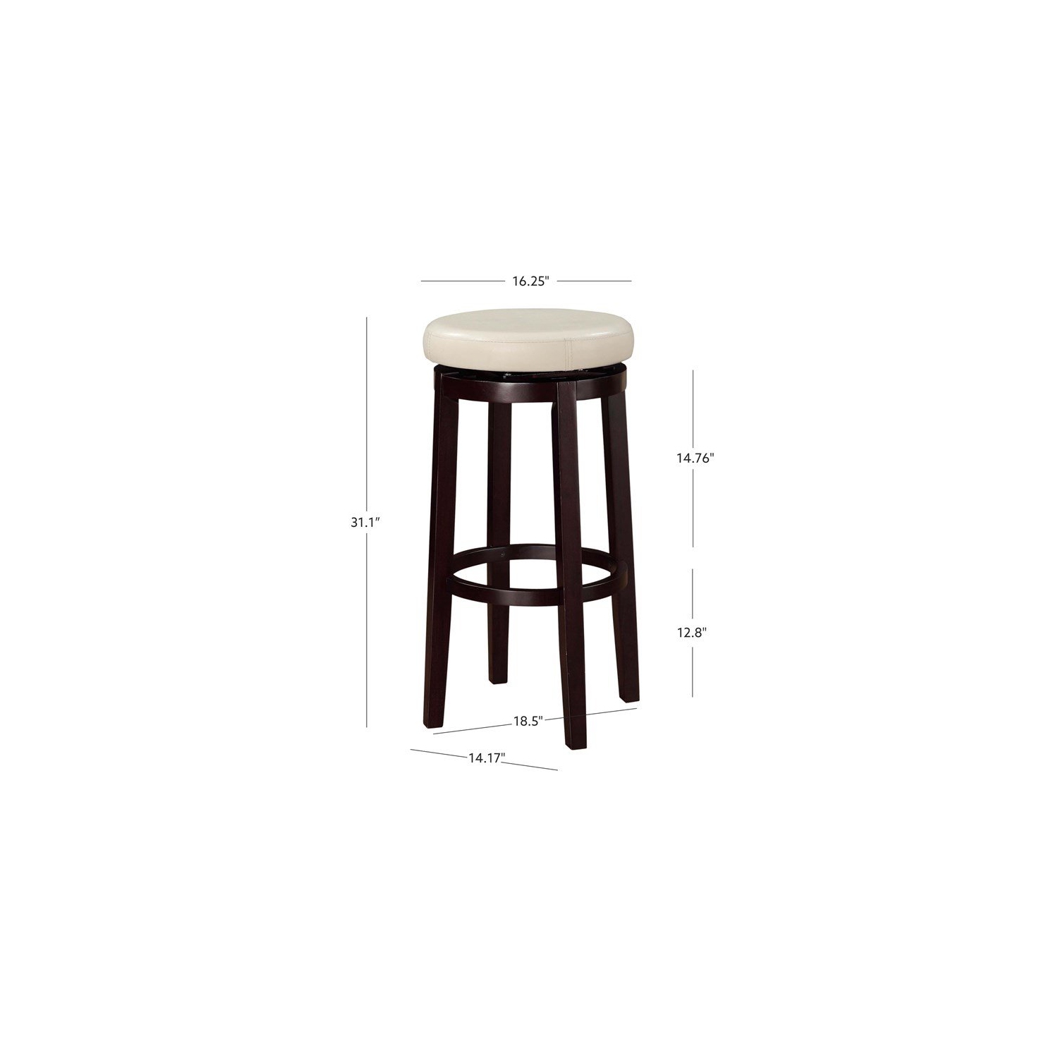Riverbay Furniture 29" Faux Leather Swivel Bar Stool in Rice