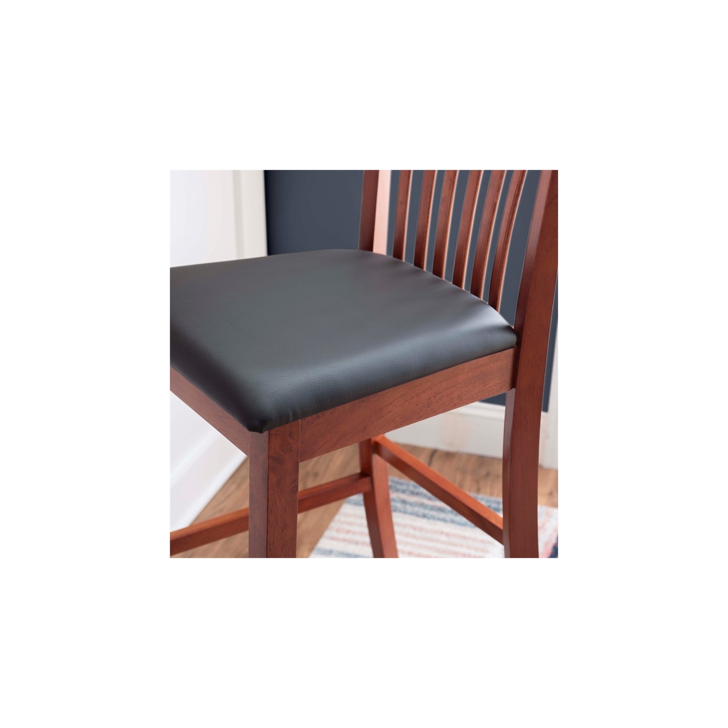 Riverbay Furniture 31" Contemporary Wood/Faux Leather Bar Stool in Cherry