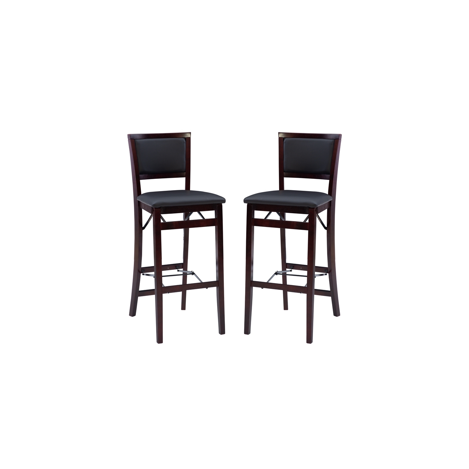 Riverbay Furniture 30" Transitional Wood Pad Back Folding Bar in Merlot