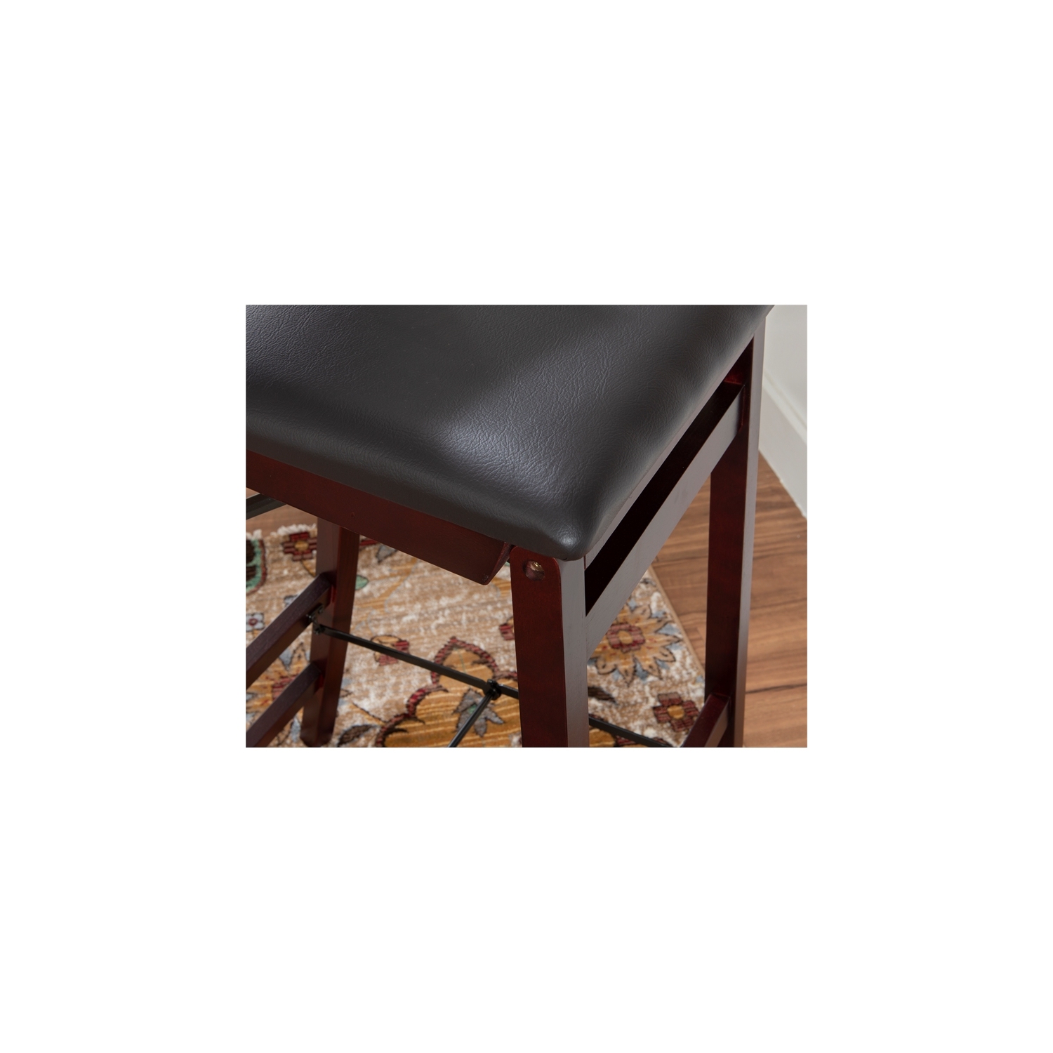 Riverbay Furniture 30" Transitional Wood Pad Back Folding Bar in Merlot