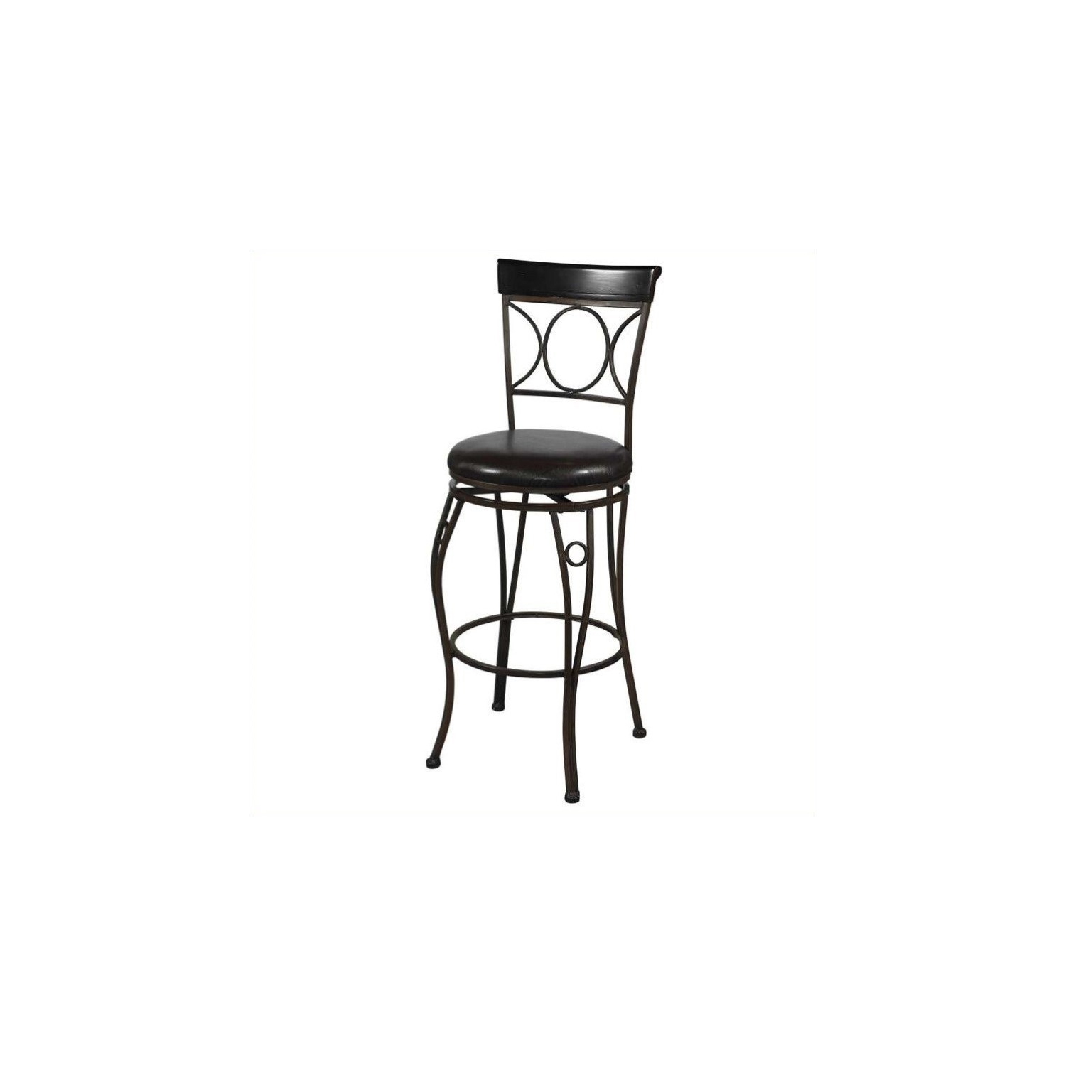 Riverbay Furniture 24" Faux Leather Swivel Counter Stool in Black and Brown