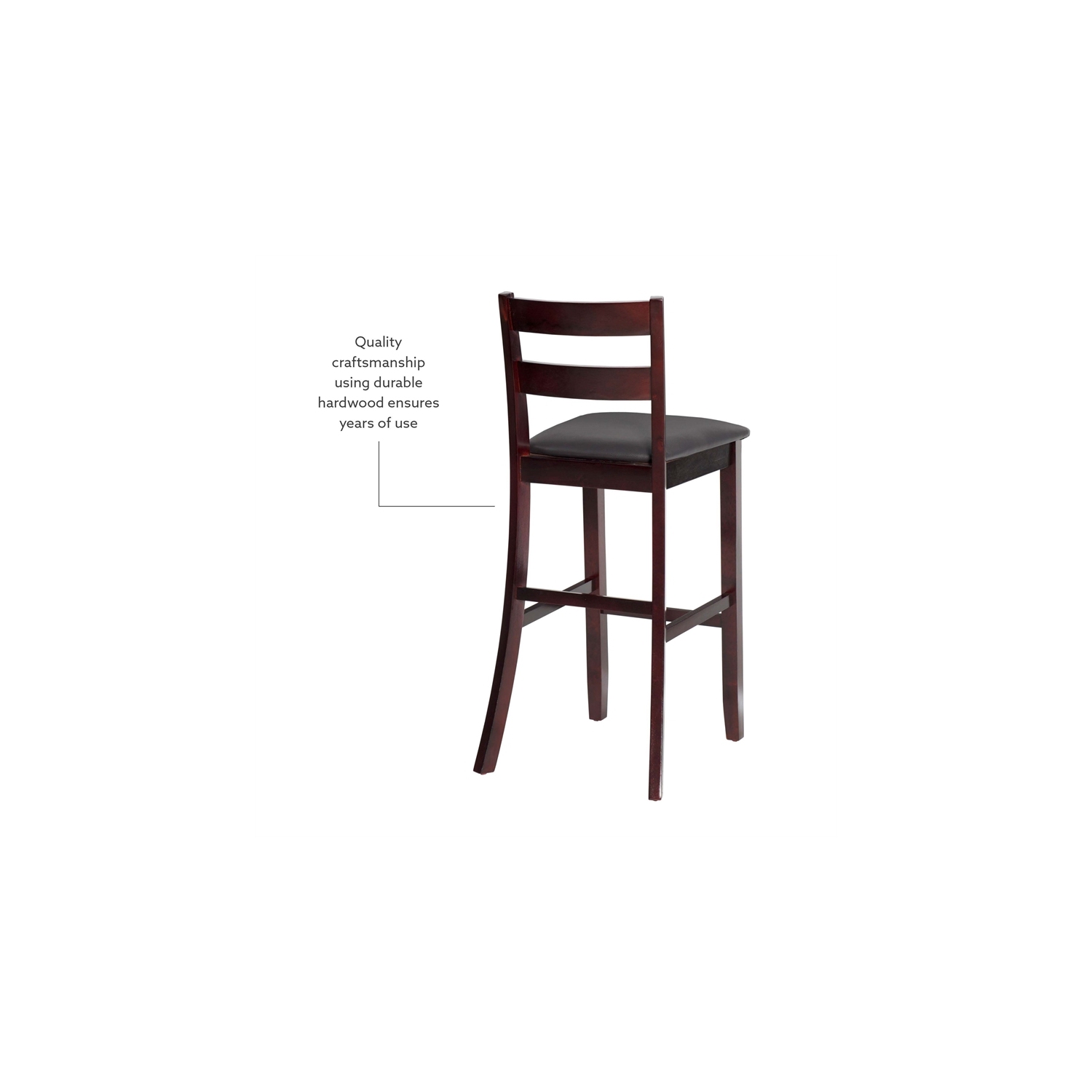 Hawthorne Collections 30" Contemporary Wood/Faux Leather Bar Stool in Merlot