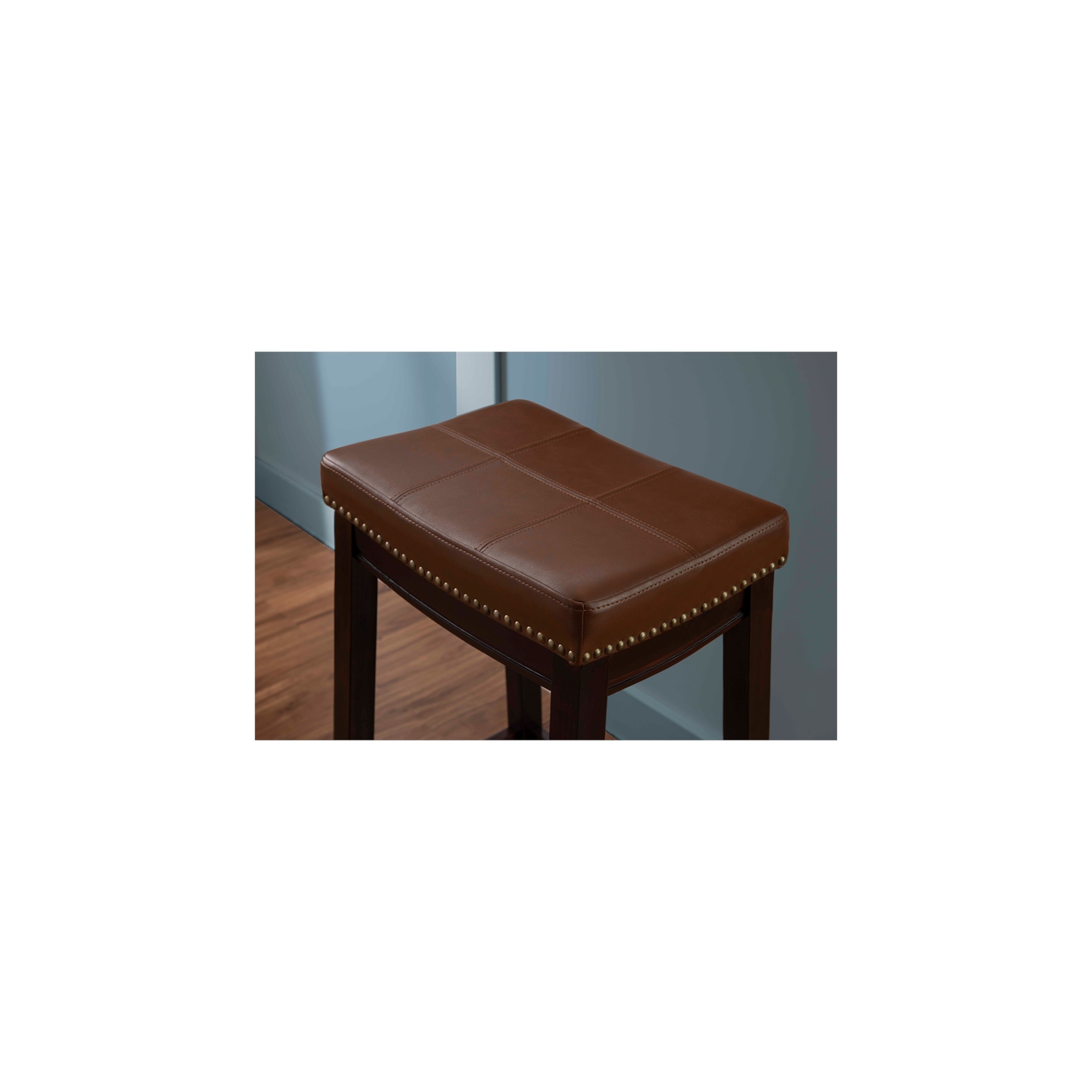 Riverbay Furniture Wood 32.5" Bar Stool in Espresso and Cognac Brown