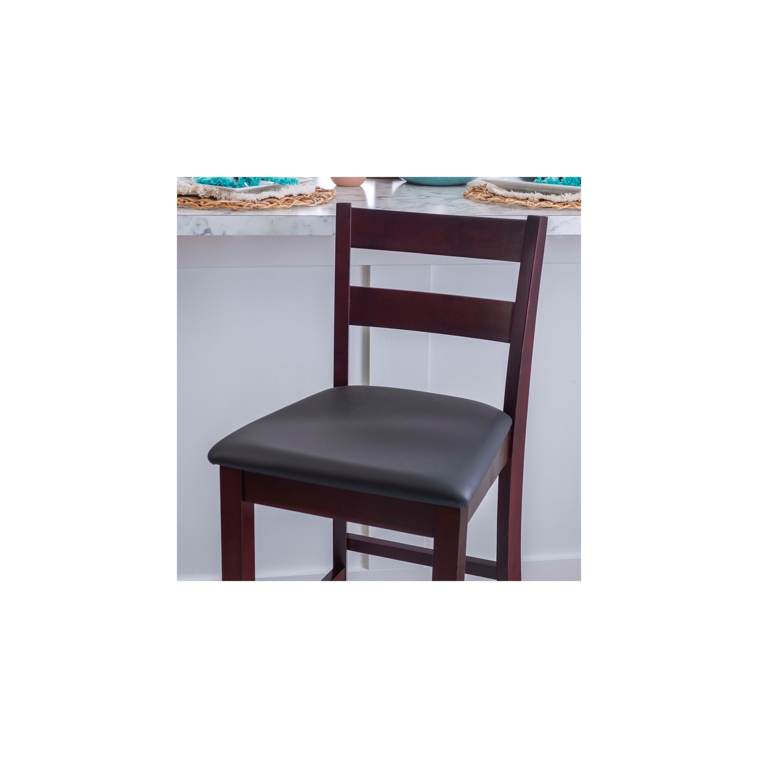 Riverbay Furniture 30" Contemporary Wood/Faux Leather Bar Stool in Merlot
