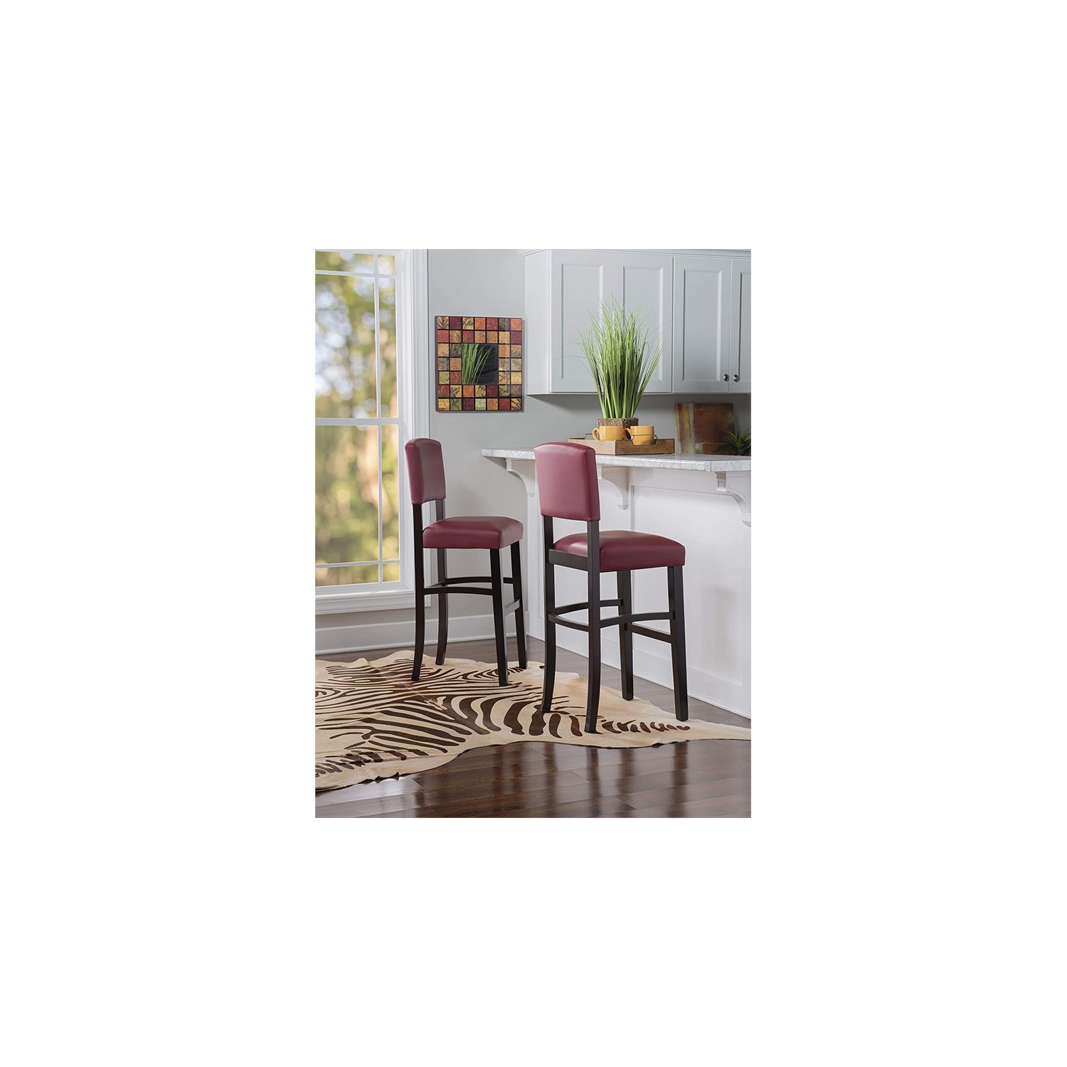 Tabouret de bar en similicuir de 30 po Riverbay Furniture avec fini expresso et rouge foncé