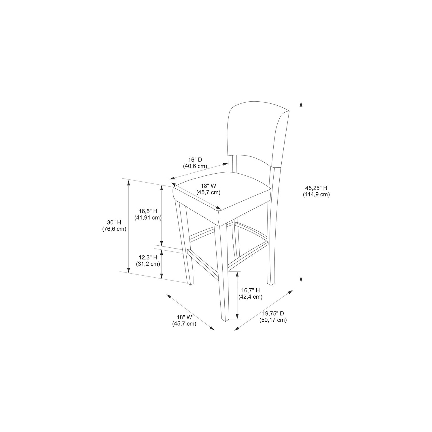 Tabouret de bar en similicuir de 30 po Riverbay Furniture avec fini expresso et rouge foncé