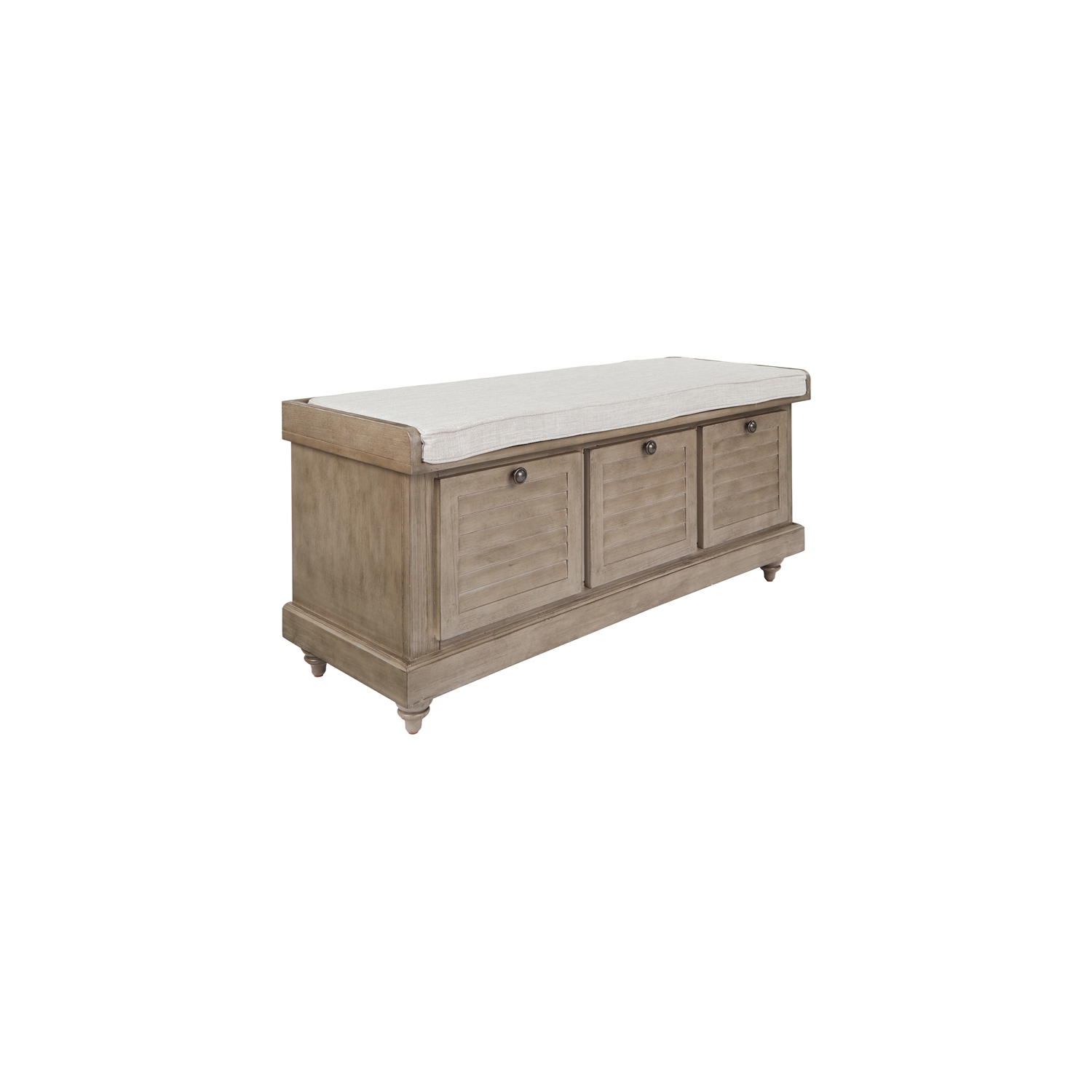 Dover Storage Bench in Antique Gray Fully Assembled