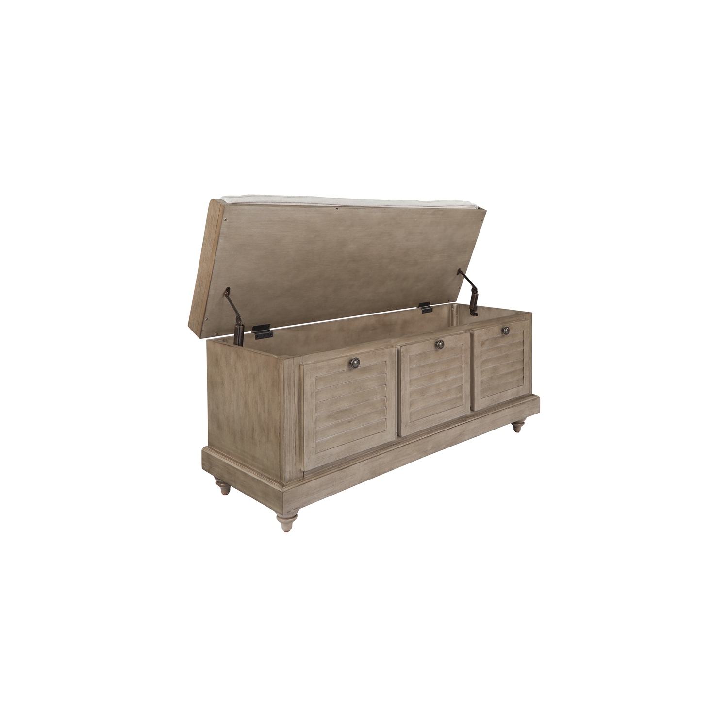 Dover Storage Bench in Antique Gray Fully Assembled