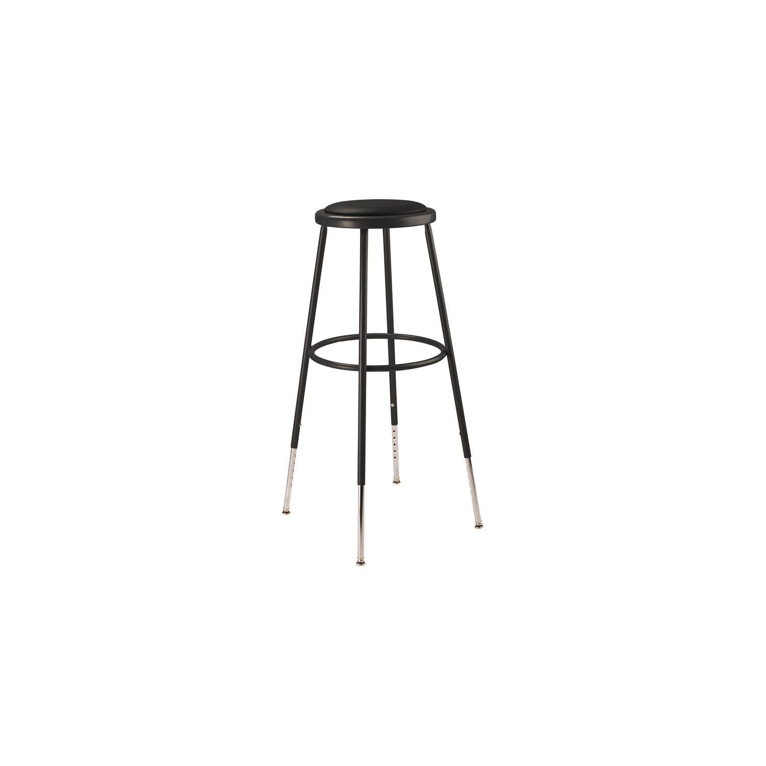 NPS 6400 Series 32-39" Vinyl Padded Steel Metal Heavy Duty Stool in Black