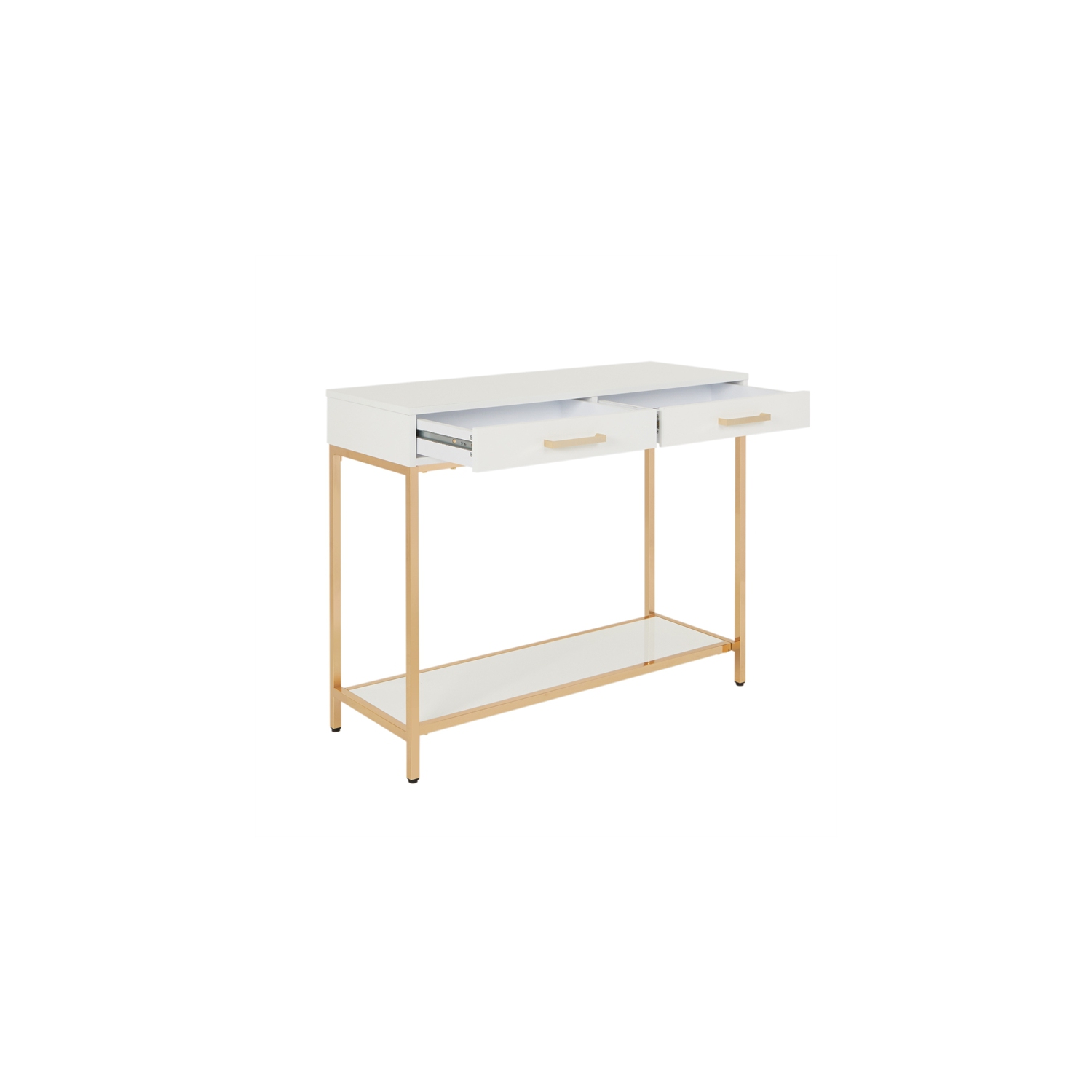 Alios Foyer Table with White Gloss Finish and Gold Chrome Plated Frame