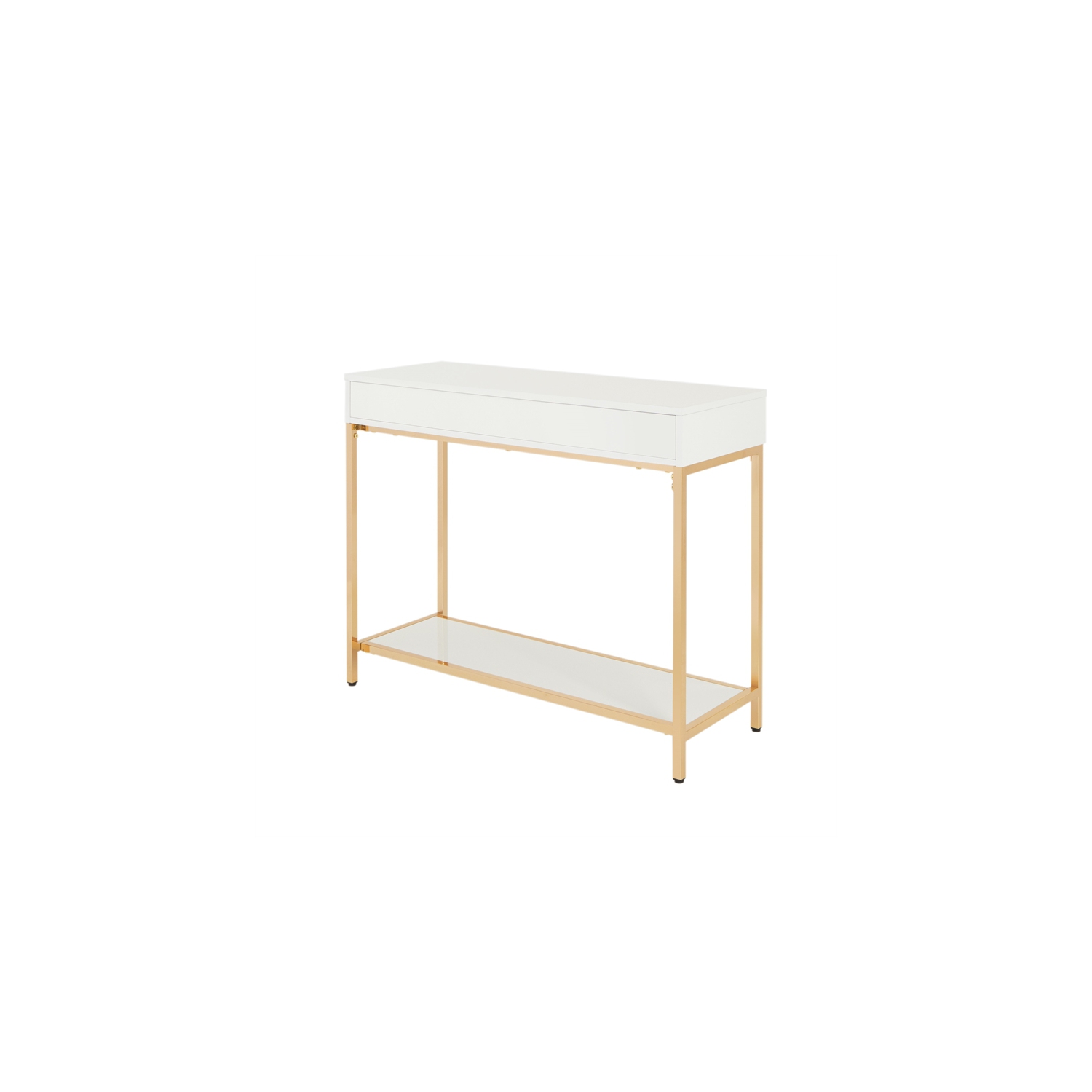 Alios Foyer Table with White Gloss Finish and Gold Chrome Plated Frame