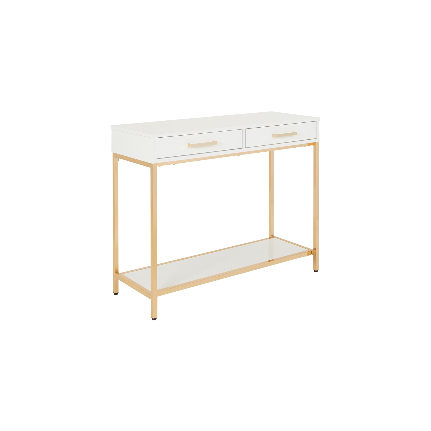 Alios Foyer Table with White Gloss Finish and Gold Chrome Plated Frame