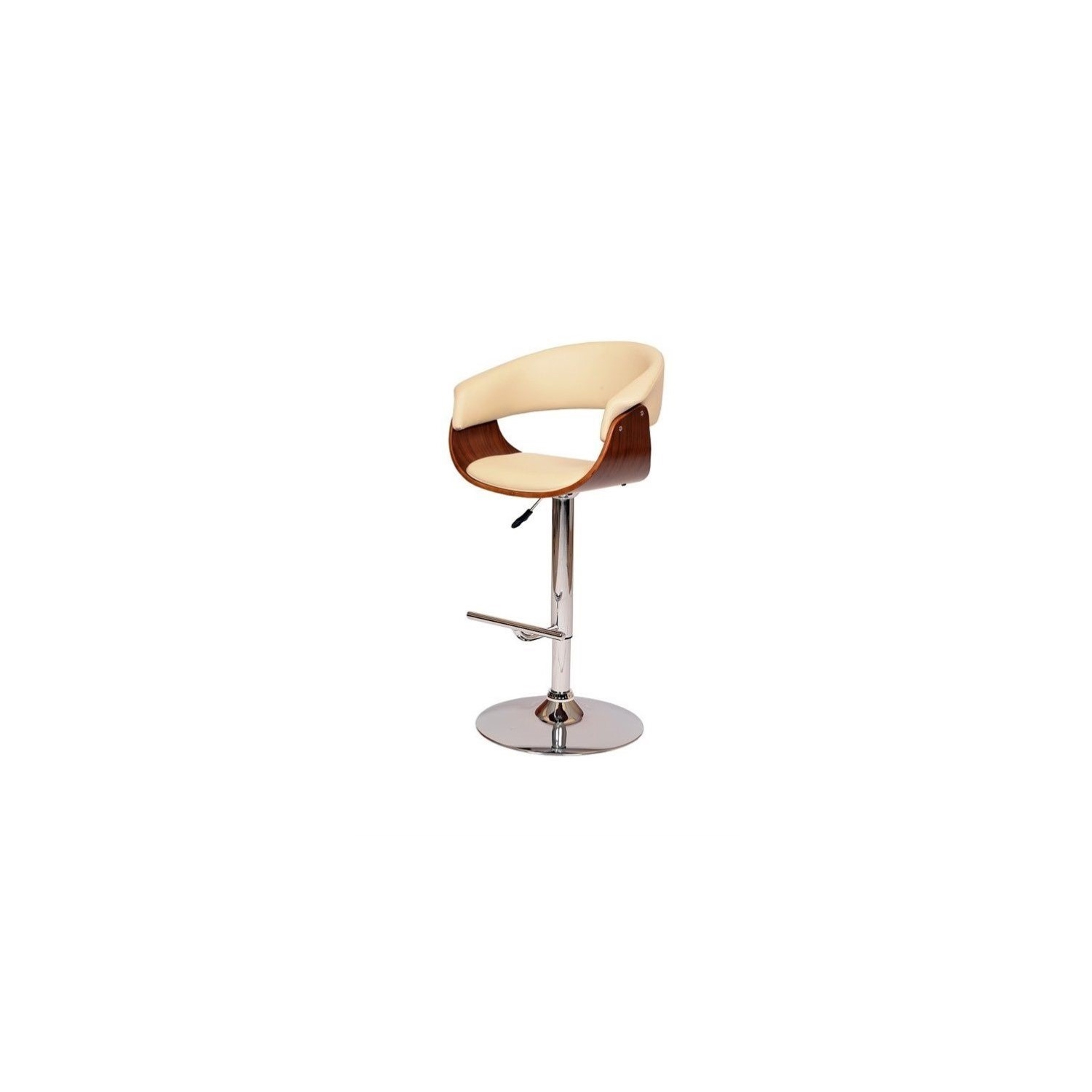 Hawthorne Collections Swivel Bar Stool in Cream and Walnut