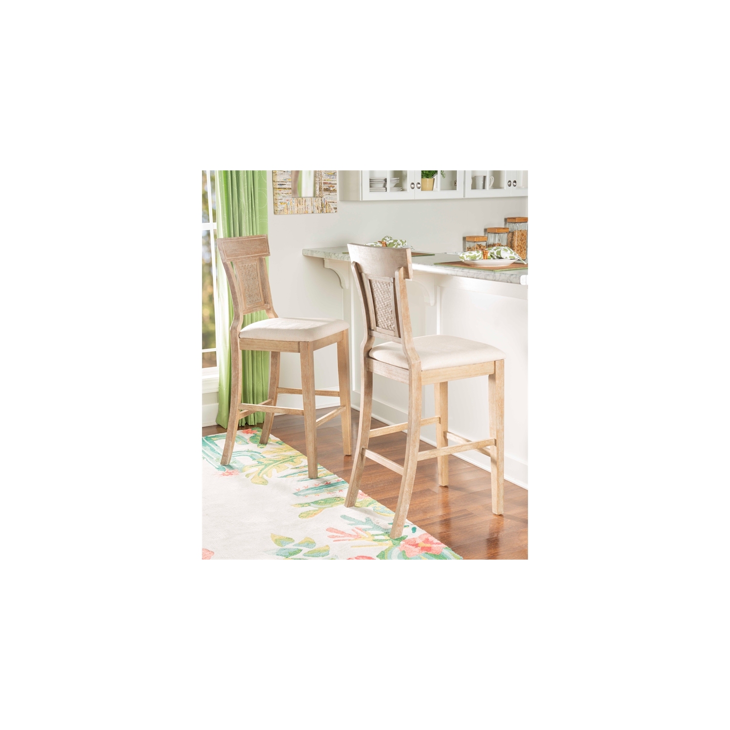 Riverbay Furniture 30" Transitional Wood/Fabric Bar Stool in Brown