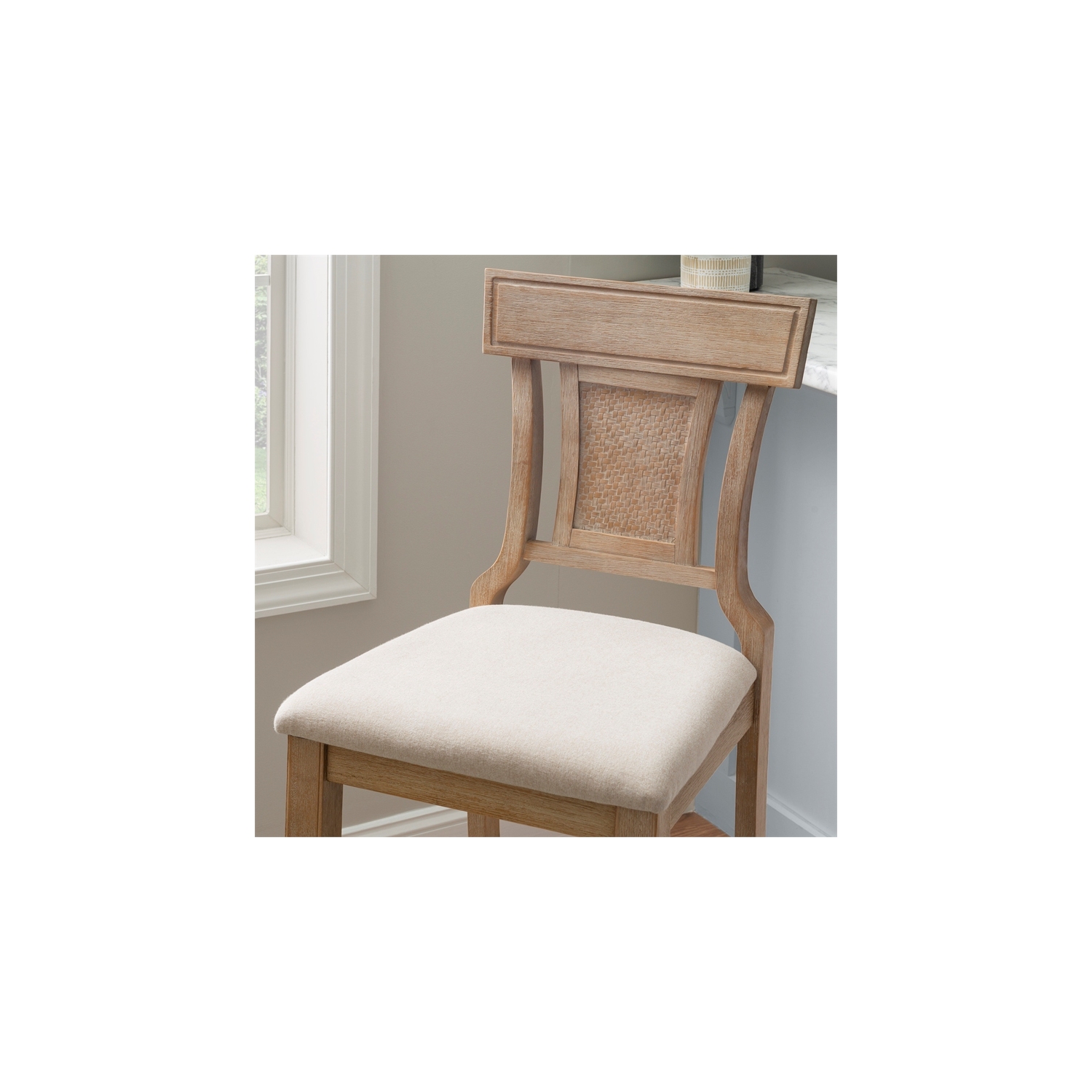 Riverbay Furniture 30" Transitional Wood/Fabric Bar Stool in Brown