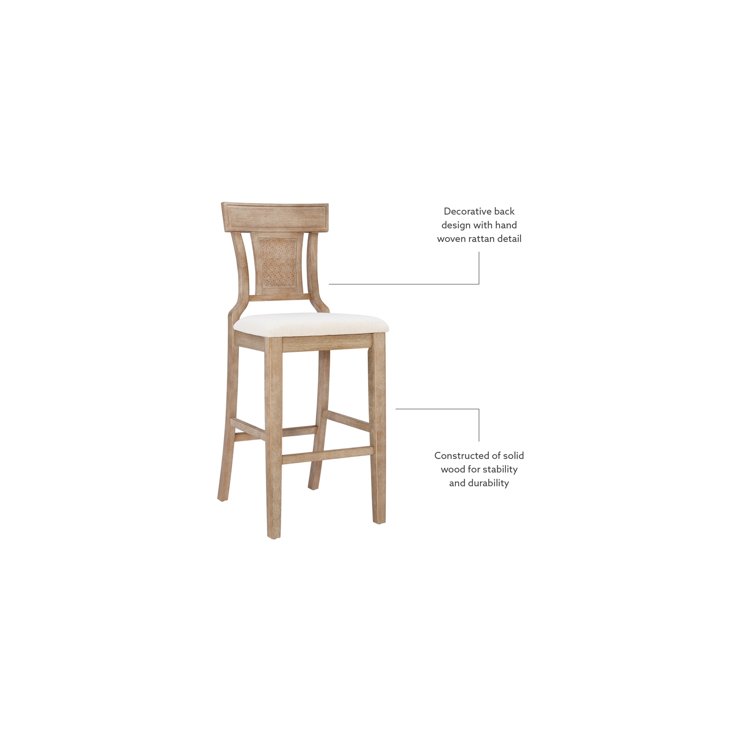 Riverbay Furniture 30" Transitional Wood/Fabric Bar Stool in Brown