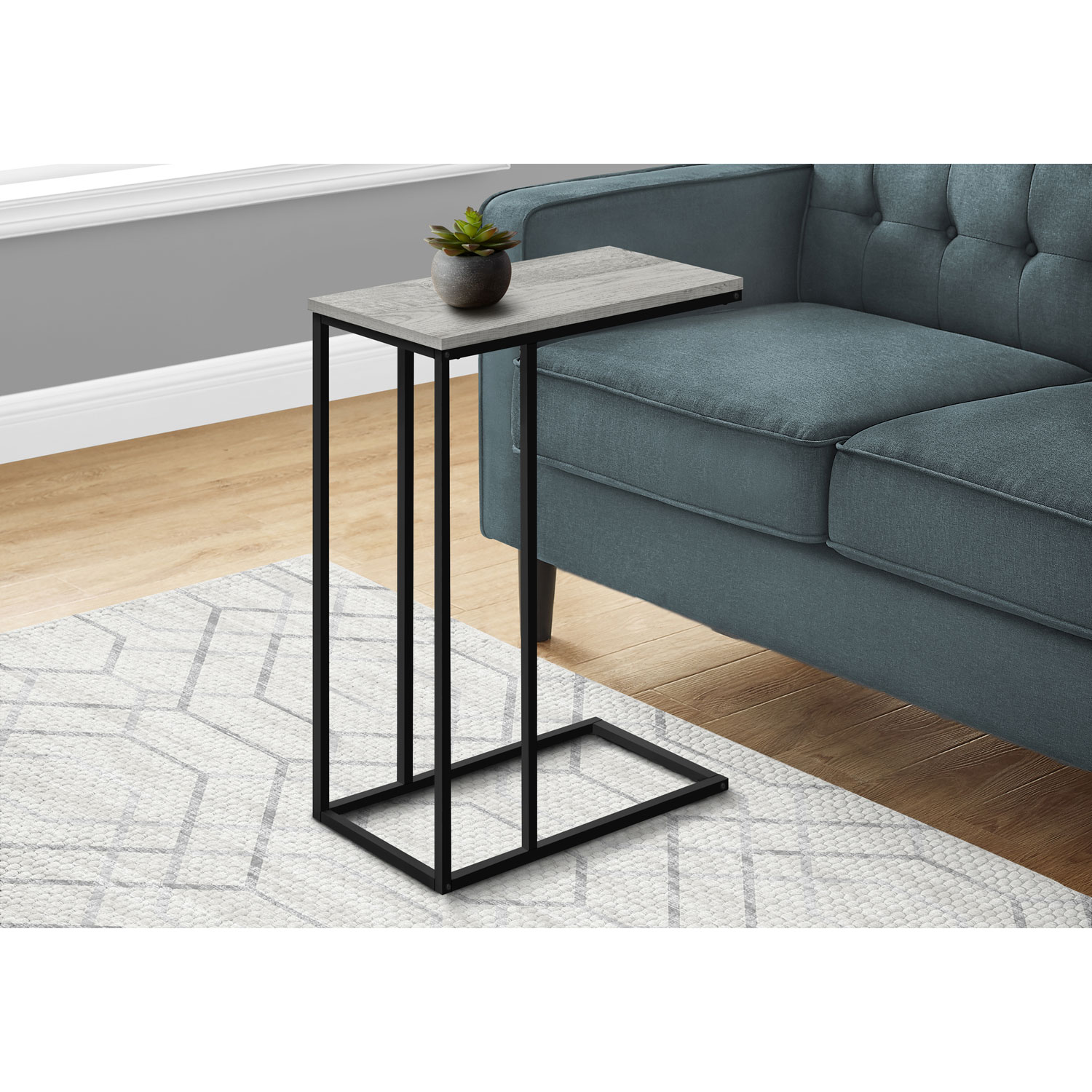 Monarch Contemporary Rectangular C-Shelf Accent Table - Grey