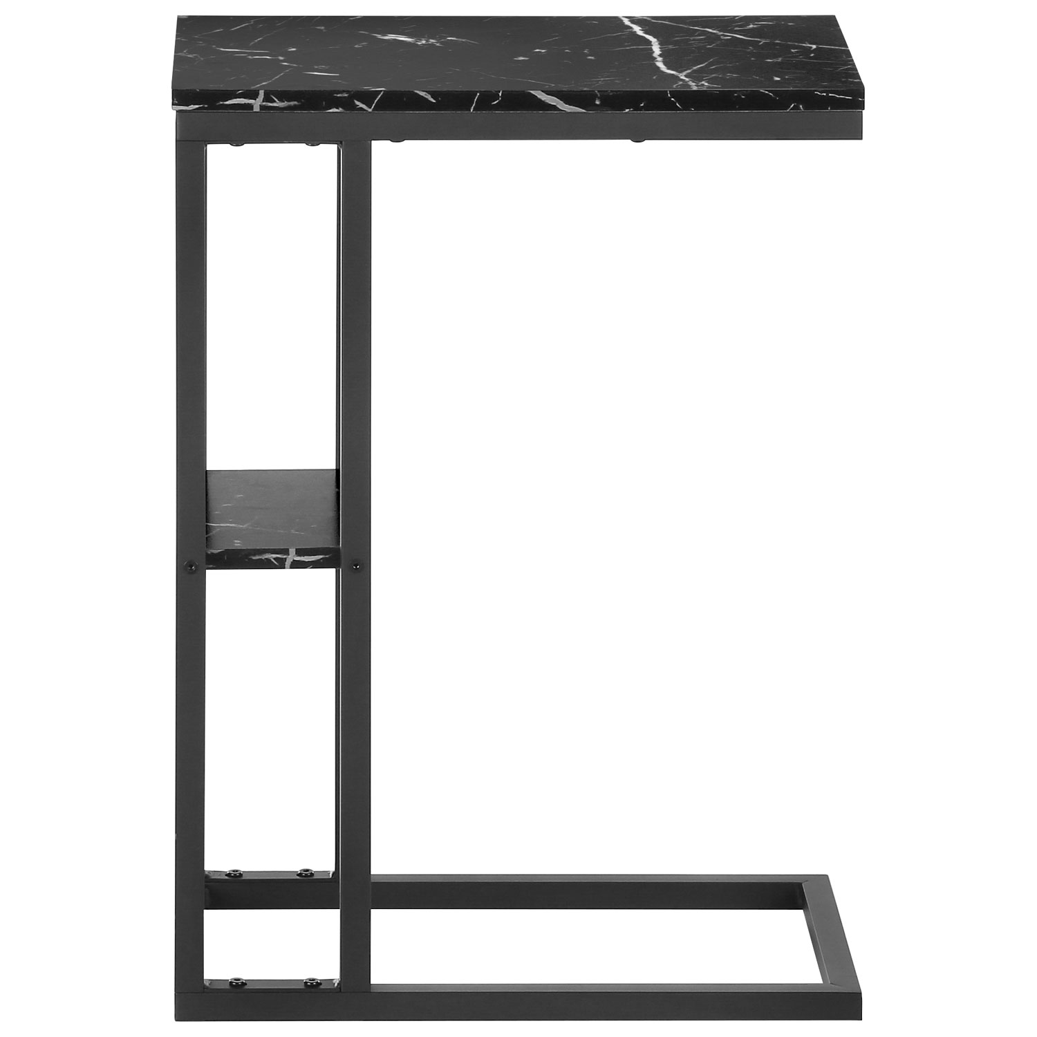 Monarch Contemporary Rectangular 2-Shelf Accent Table - Black Marble-Look/Black