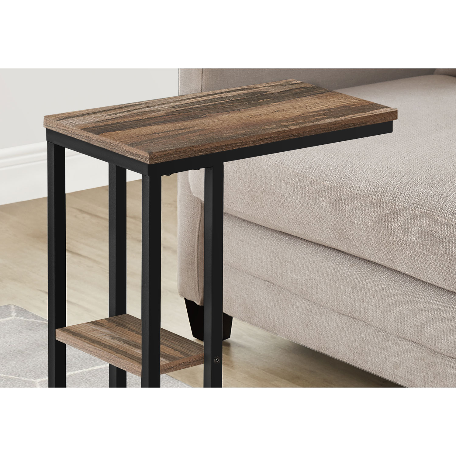 Monarch Contemporary Rectangular 2-Shelf Accent Table - Brown/Black