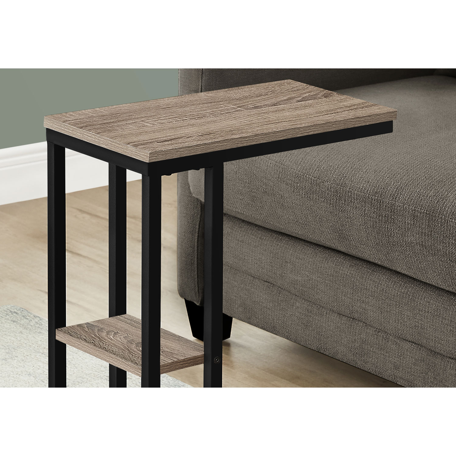 Monarch Contemporary Rectangular 2-Shelf Accent Table - Dark Taupe/Black